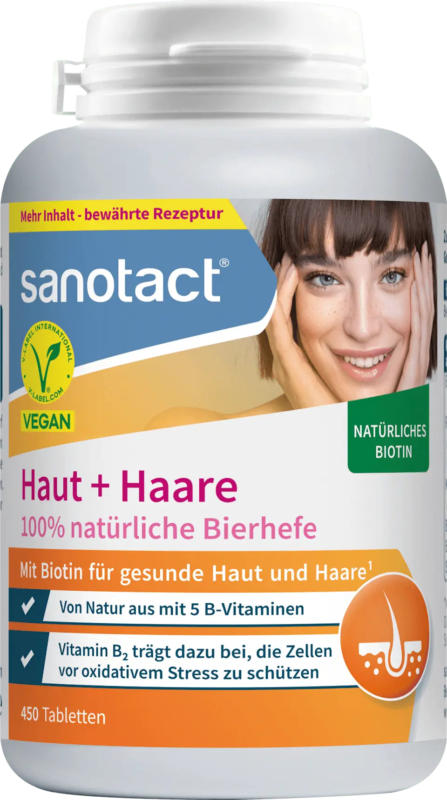 sanotact Haut + Haare Bierhefe Tabletten 450 St