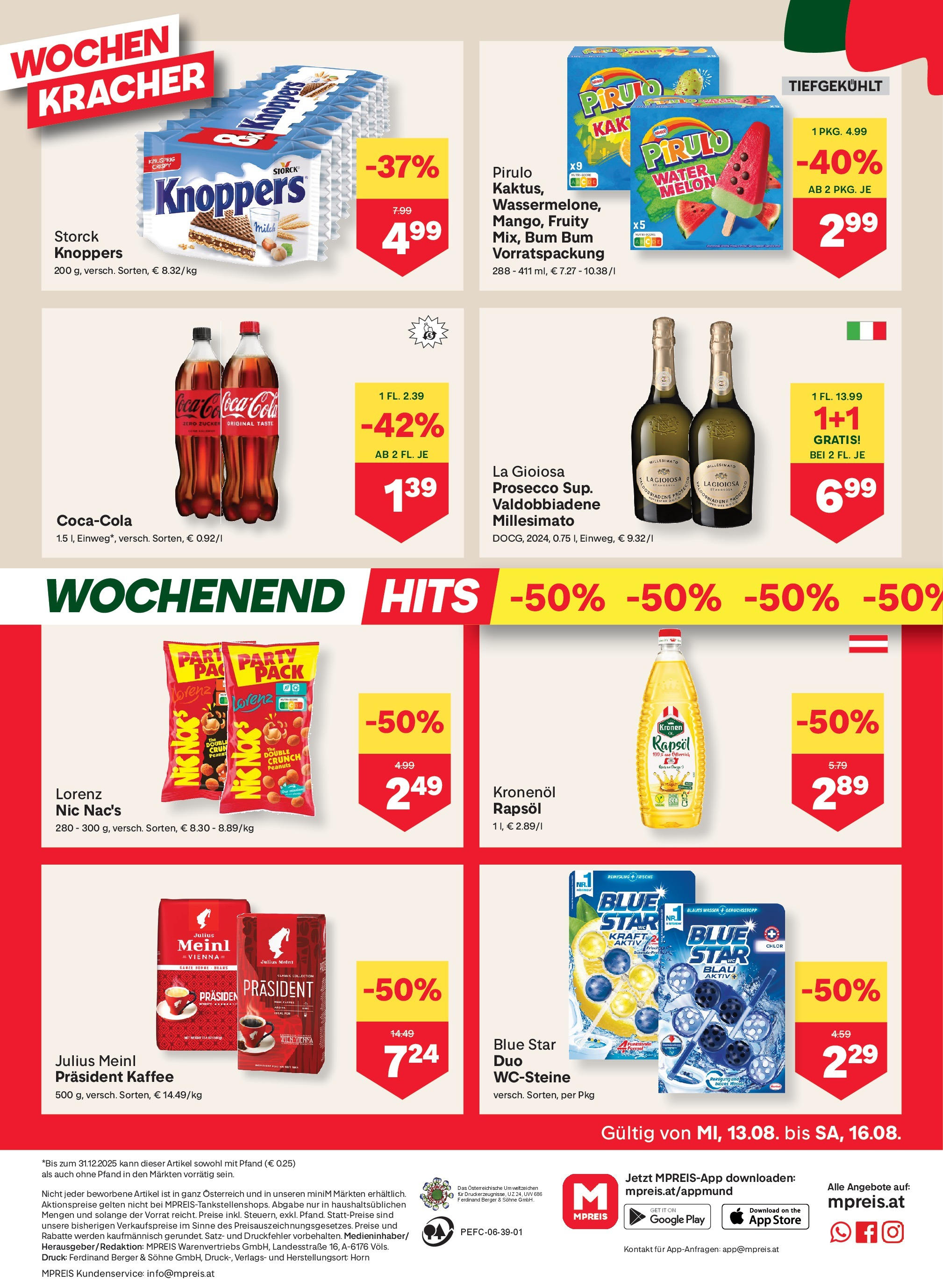 MPREIS Velden von 13.08.2025 - Aktuelle Angebote | Seite: 12 | Produkte: Wasser, Zucker, Milch, Kaffee