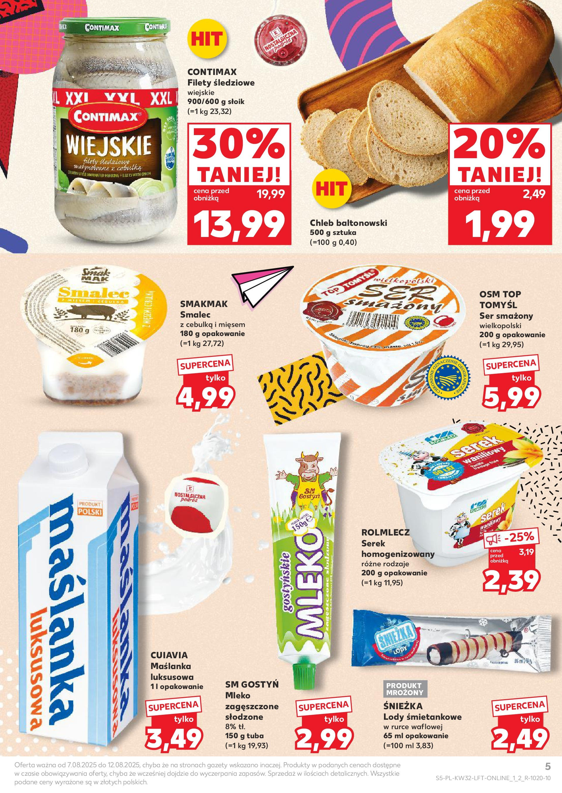 Kaufland gazetka (07.08.2025) - od jutra | Strona: 5 | Produkty: Mleko, Ser, Chleb, Lody Kaufland gazetka od 07.08.2025 - od jutra PDF | Strona: 5 | Produkty: Mleko, Ser, Chleb, Lody