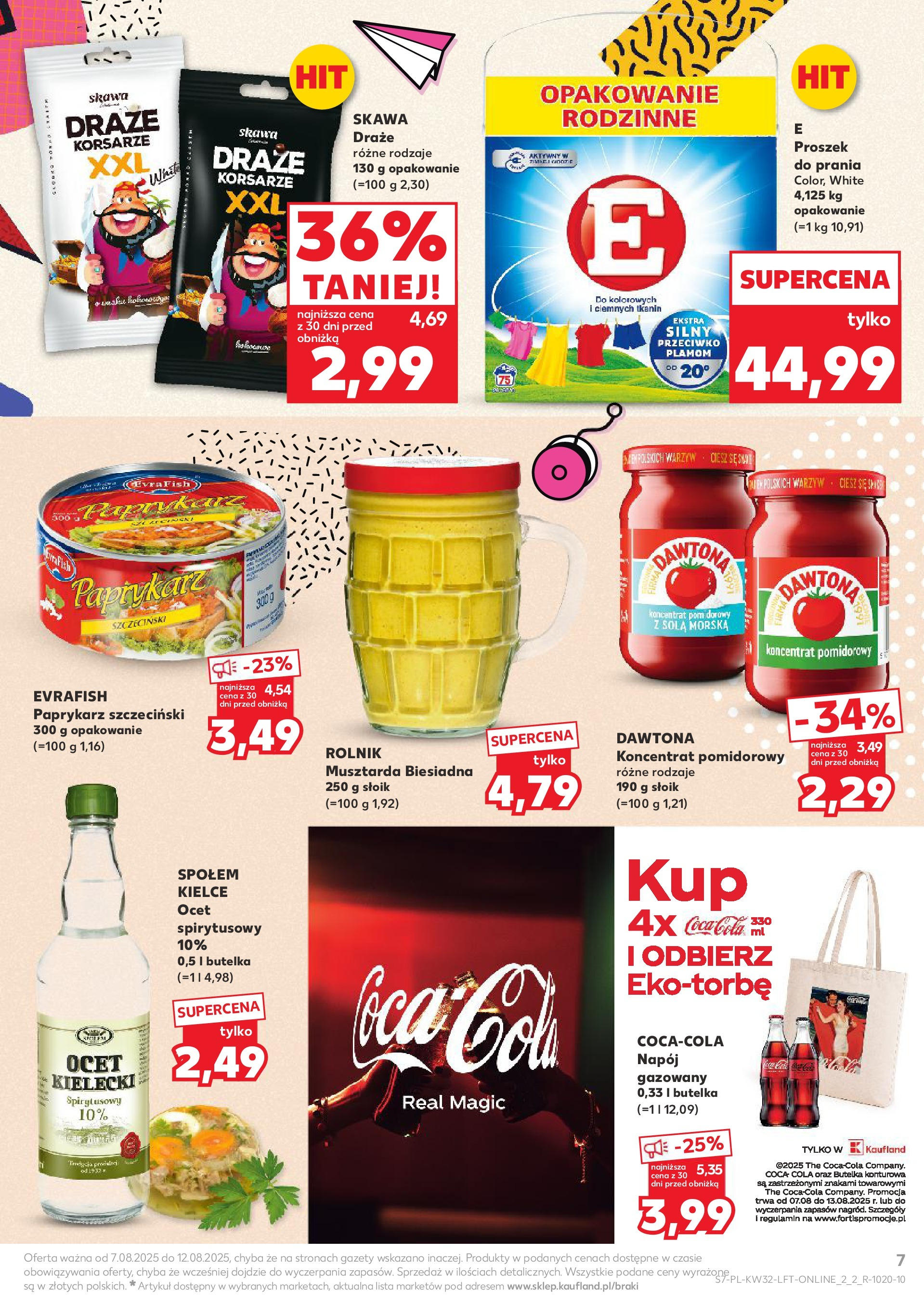 Kaufland gazetka (07.08.2025) - od jutra | Strona: 7 | Produkty: Ocet, Paprykarz, Paprykarz szczeciński, Coca cola Kaufland gazetka od 07.08.2025 - od jutra PDF | Strona: 7 | Produkty: Ocet, Paprykarz, Paprykarz szczeciński, Coca cola