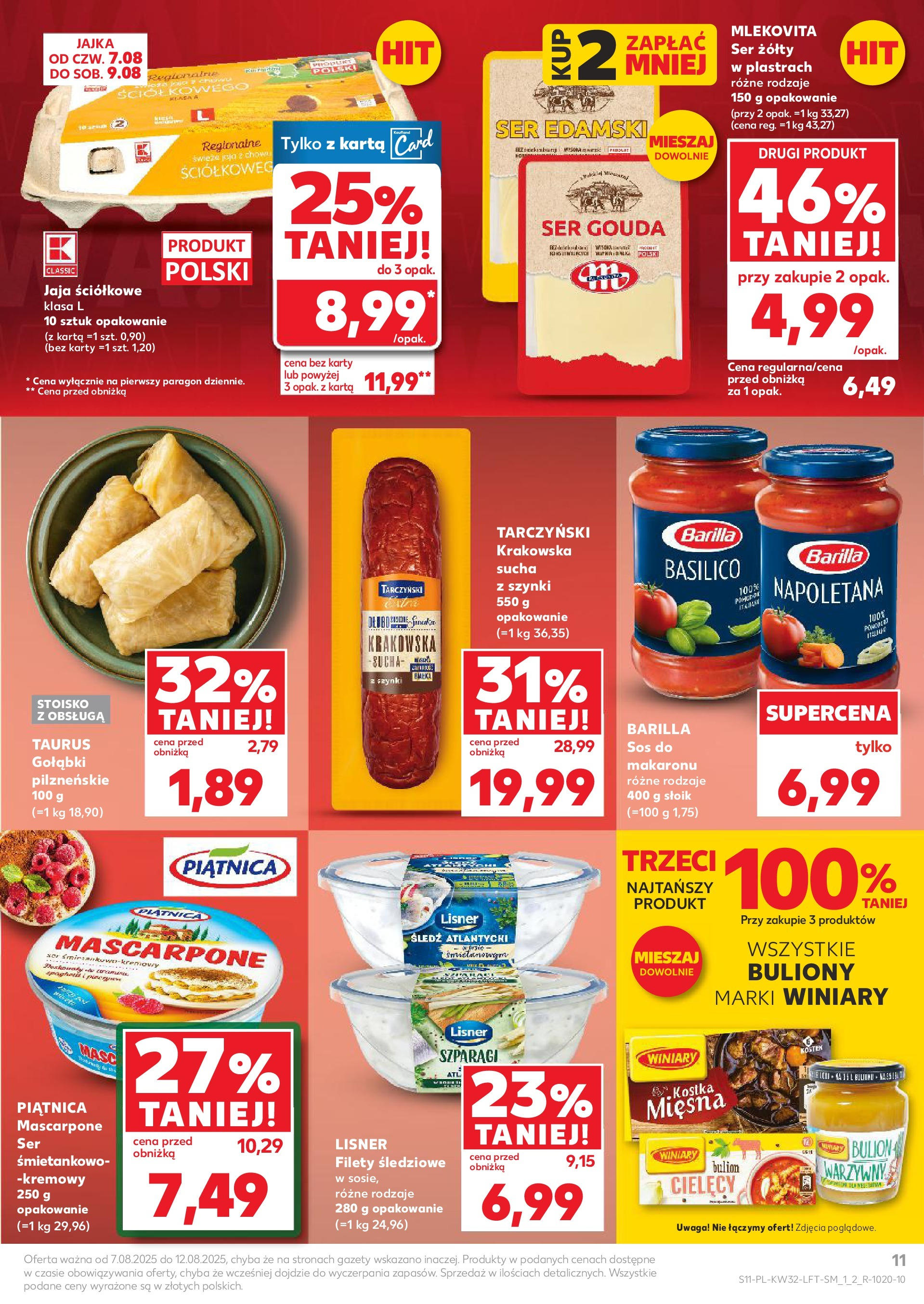Kaufland gazetka (07.08.2025) - od jutra | Strona: 11 | Produkty: Ser żółty, Mascarpone, Ser, Jajka Kaufland gazetka od 07.08.2025 - od jutra PDF | Strona: 11 | Produkty: Ser żółty, Mascarpone, Ser, Jajka