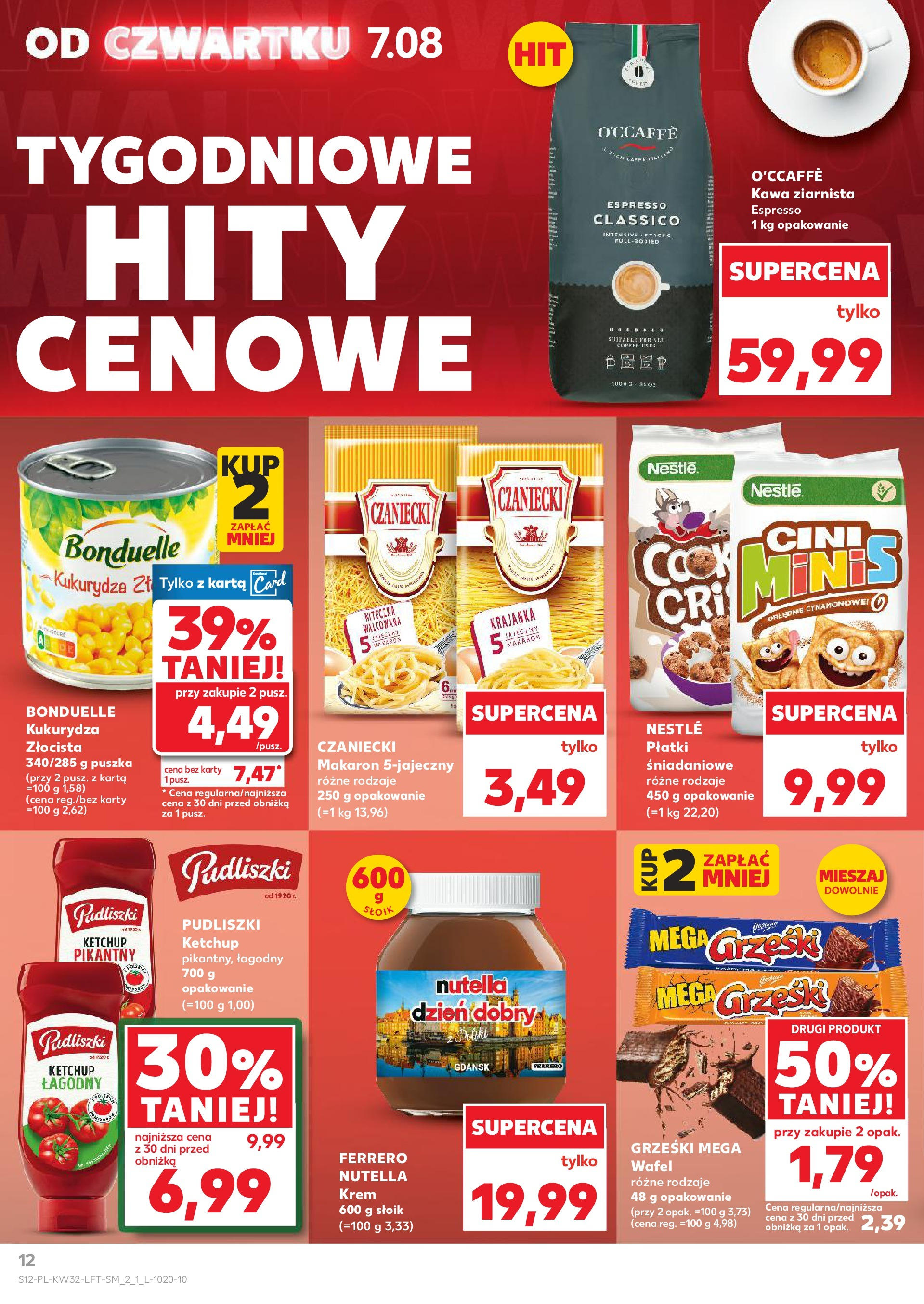 Kaufland gazetka (07.08.2025) - od jutra | Strona: 12 | Produkty: Karta, Nutella, Płatki, Makaron Kaufland gazetka od 07.08.2025 - od jutra PDF | Strona: 12 | Produkty: Karta, Nutella, Płatki, Makaron
