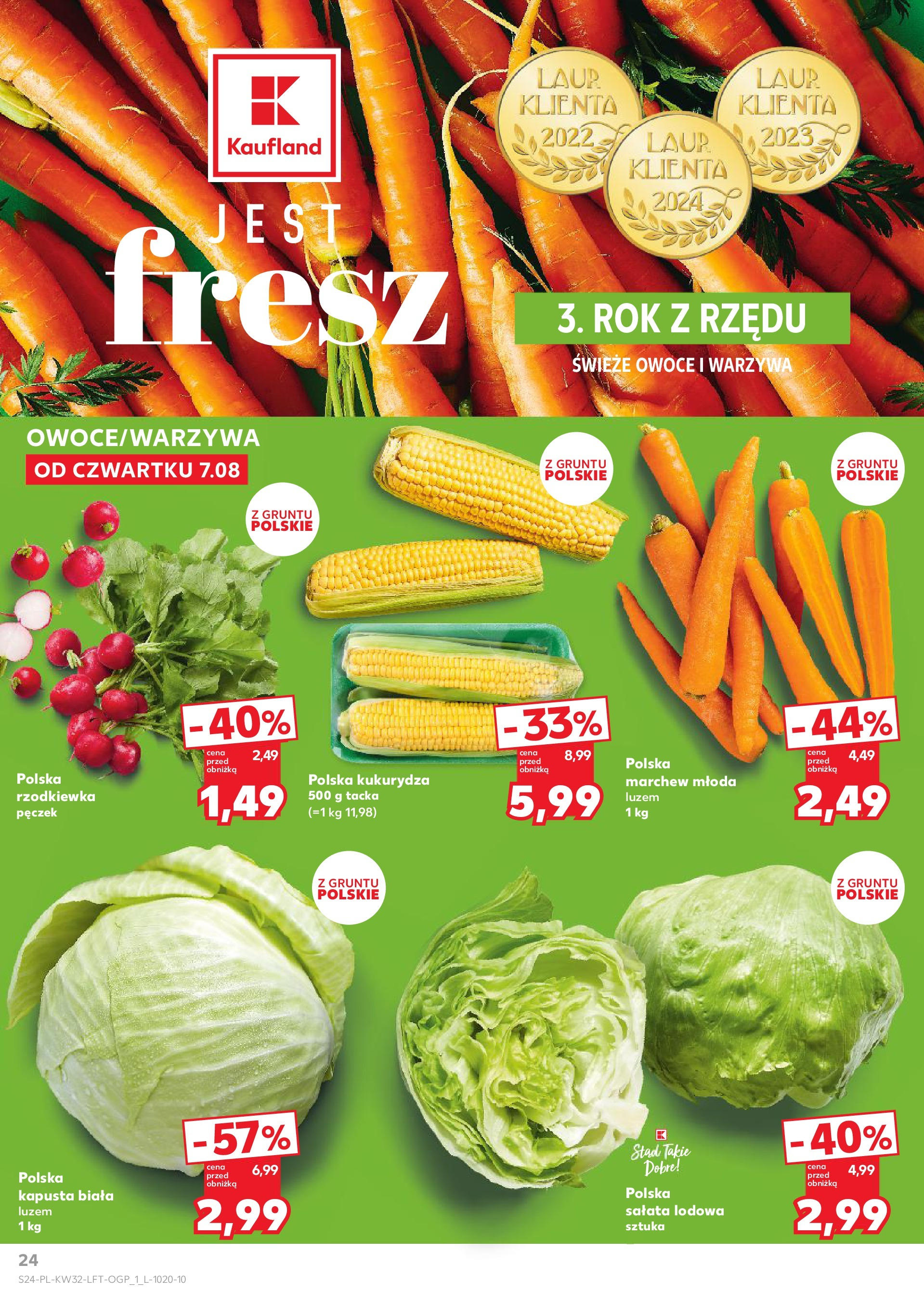 Kaufland gazetka (07.08.2025) - od jutra | Strona: 24 | Produkty: Kapusta, Kukurydza, Kapusta biała, Owoce Kaufland gazetka od 07.08.2025 - od jutra PDF | Strona: 24 | Produkty: Kapusta, Kukurydza, Kapusta biała, Owoce