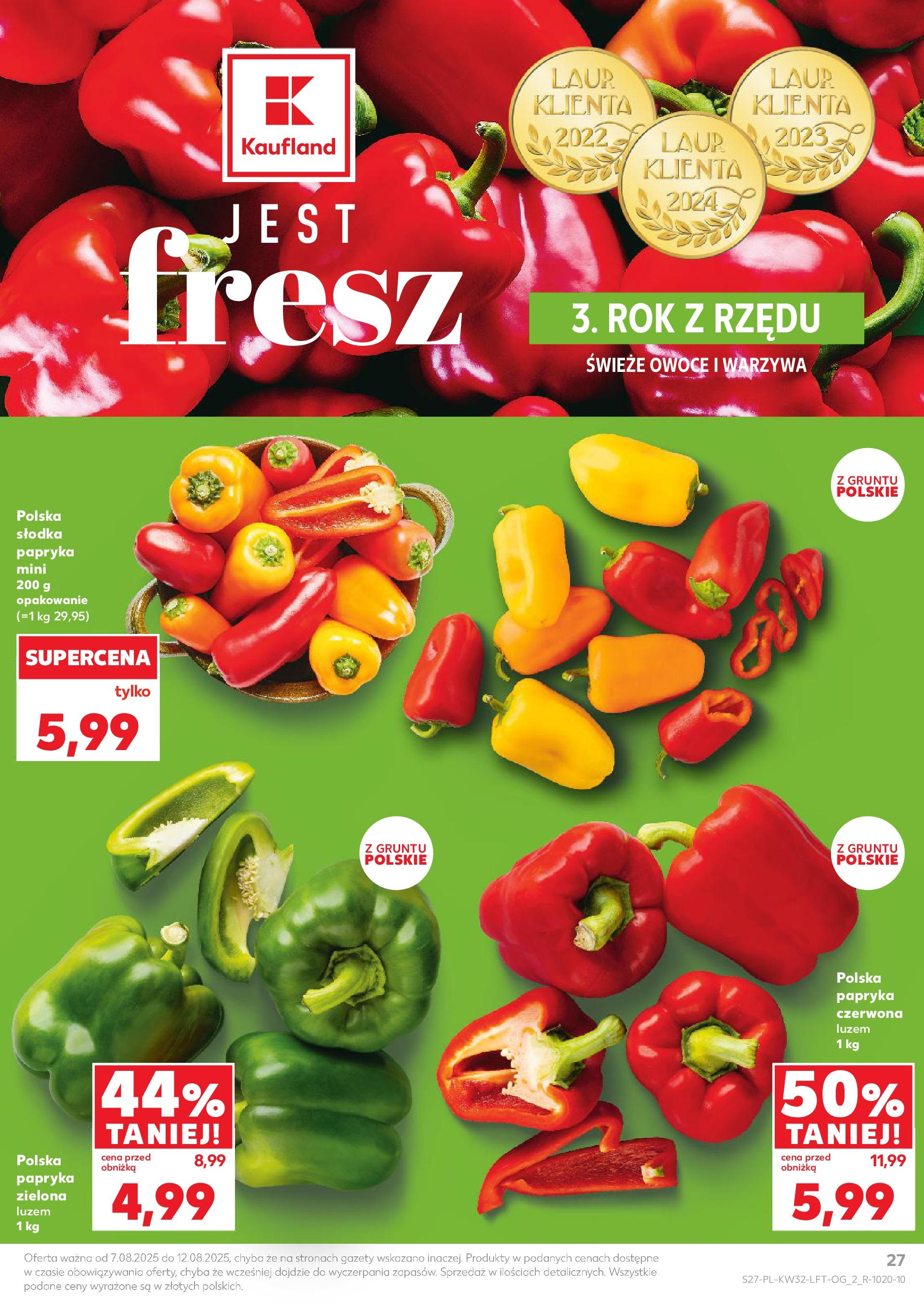Kaufland gazetka (07.08.2025) - od jutra | Strona: 27 | Produkty: Papryka, Papryka czerwona, Warzywa, Owoce Kaufland gazetka od 07.08.2025 - od jutra PDF | Strona: 27 | Produkty: Papryka, Papryka czerwona, Warzywa, Owoce