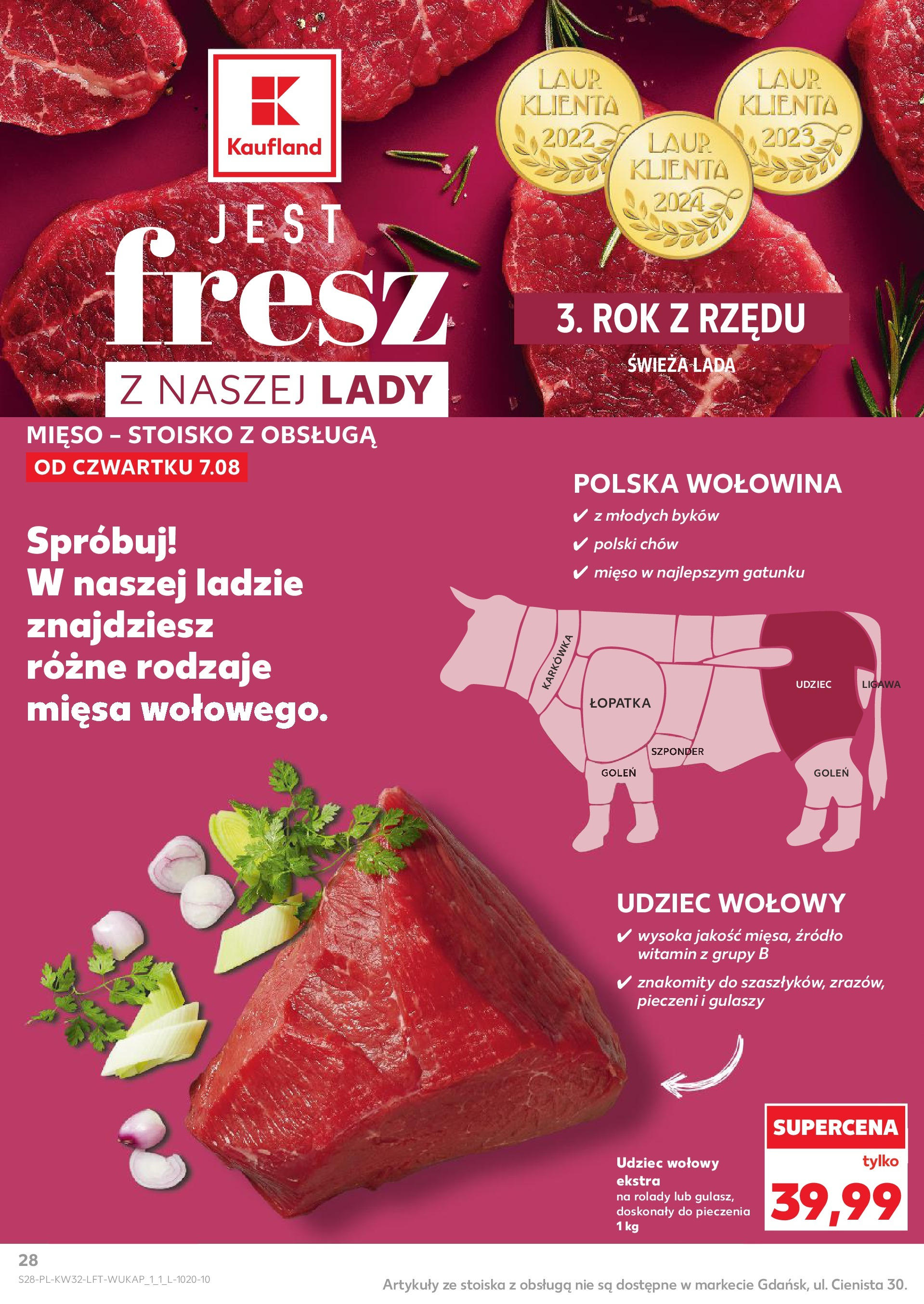 Kaufland gazetka (07.08.2025) - od jutra | Strona: 28 | Produkty: Karkówka, Mięso, Wołowina Kaufland gazetka od 07.08.2025 - od jutra PDF | Strona: 28 | Produkty: Karkówka, Mięso, Wołowina