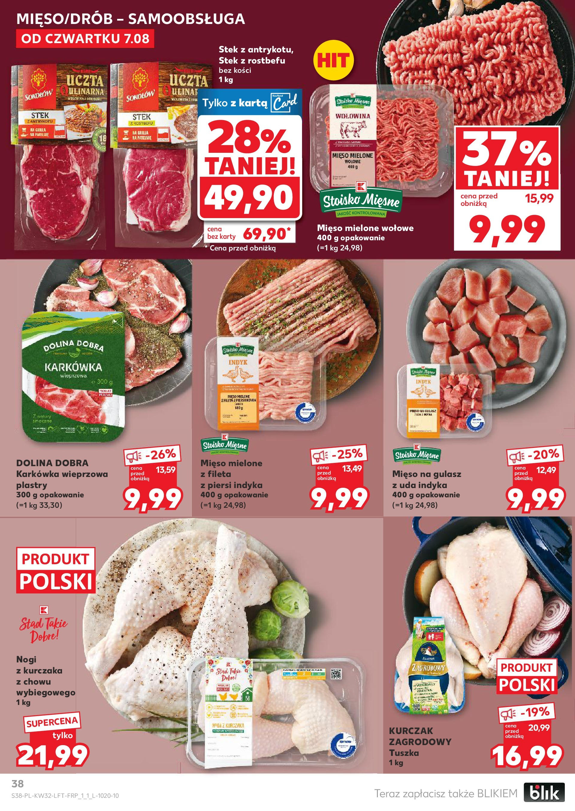 Kaufland gazetka (07.08.2025) - od jutra | Strona: 38 | Produkty: Kurczak, Piersi, Karkówka wieprzowa, Mięso na gulasz Kaufland gazetka od 07.08.2025 - od jutra PDF | Strona: 38 | Produkty: Kurczak, Piersi, Karkówka wieprzowa, Mięso na gulasz