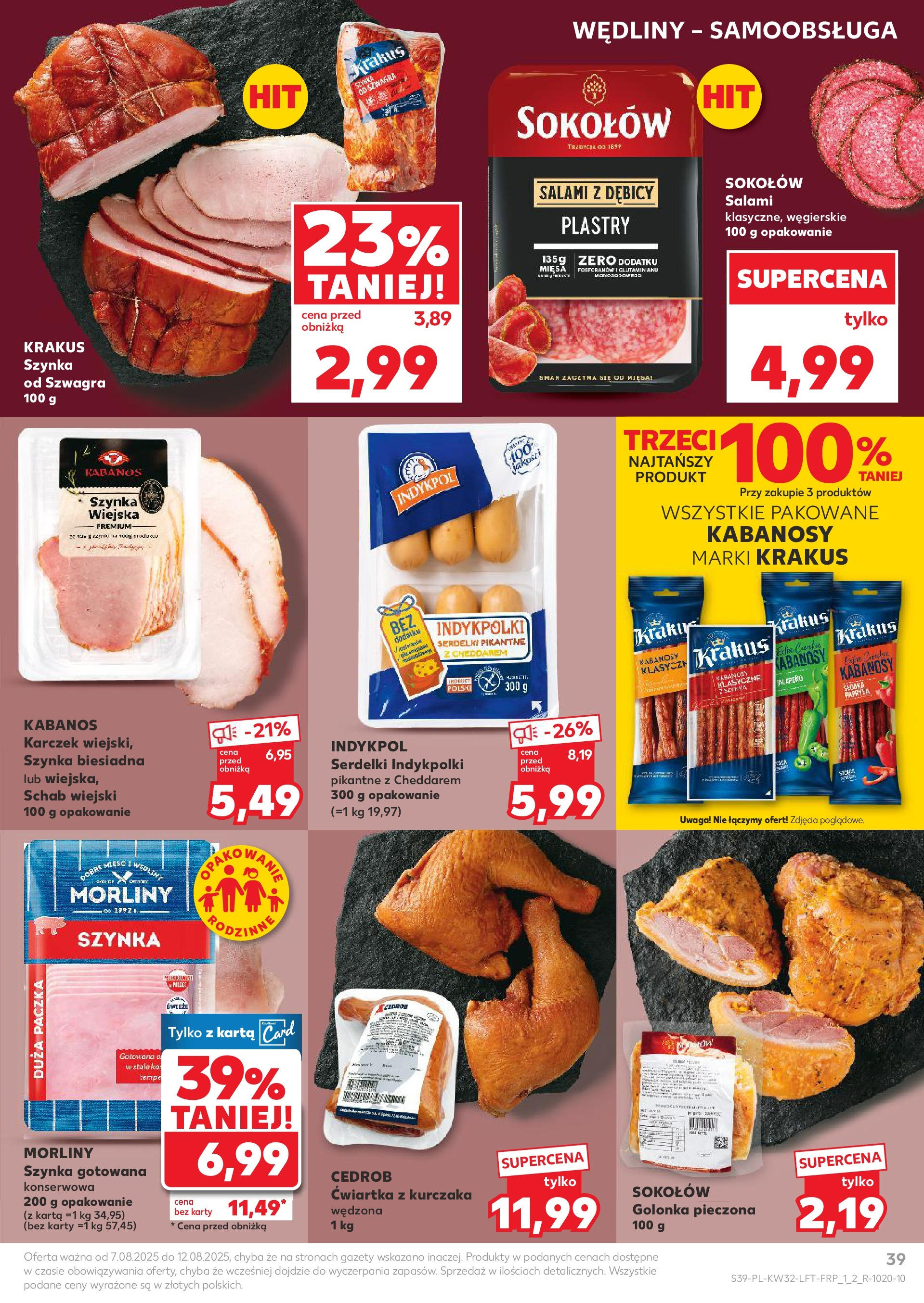 Kaufland gazetka (07.08.2025) - od jutra | Strona: 39 | Produkty: Karta, Mięso, Kabanosy, Salami Kaufland gazetka od 07.08.2025 - od jutra PDF | Strona: 39 | Produkty: Karta, Mięso, Kabanosy, Salami