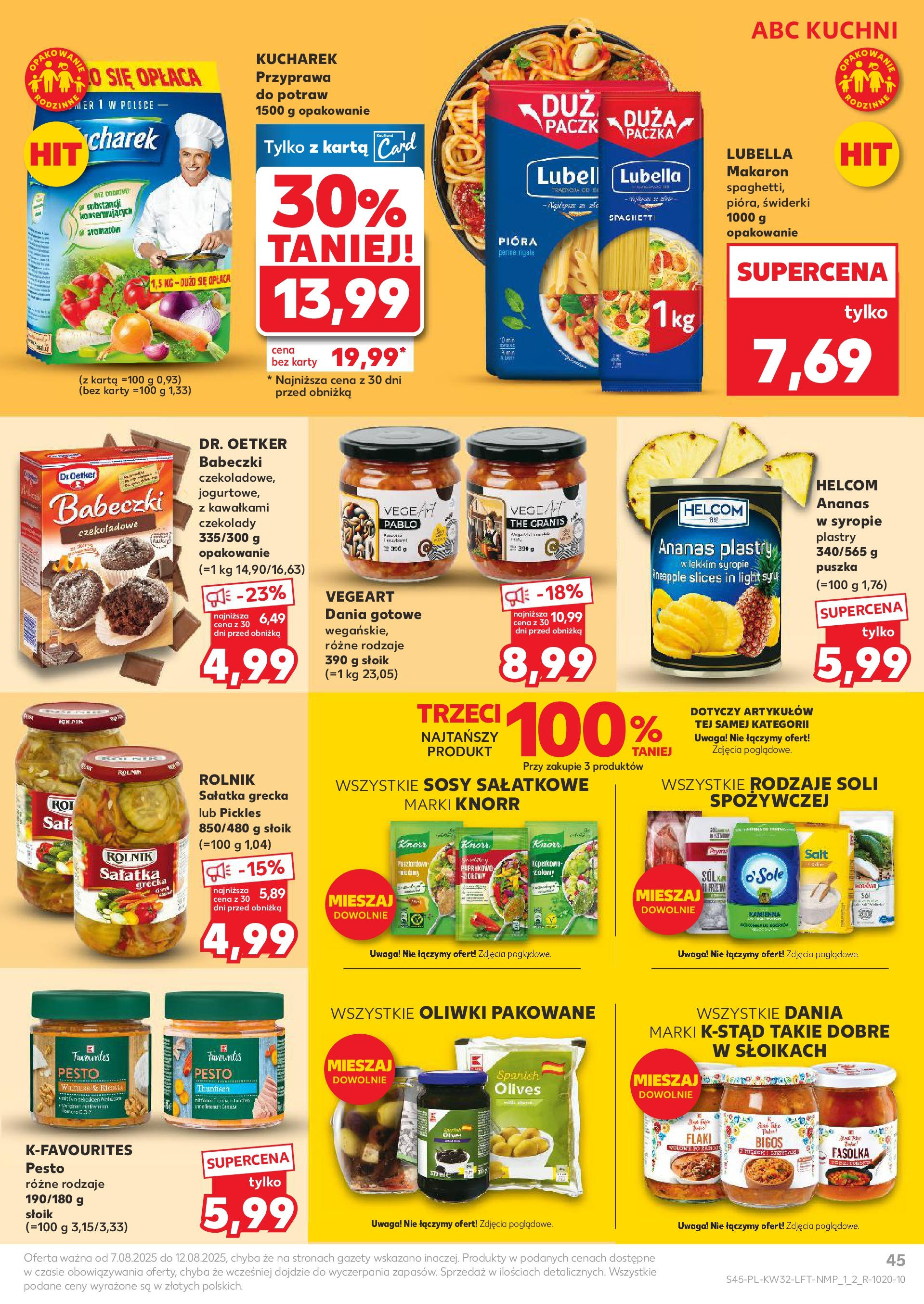 Kaufland gazetka (07.08.2025) - od jutra | Strona: 45 | Produkty: Czekolady, Makaron, Sałatka, Ricotta Kaufland gazetka od 07.08.2025 - od jutra PDF | Strona: 45 | Produkty: Czekolady, Makaron, Sałatka, Ricotta