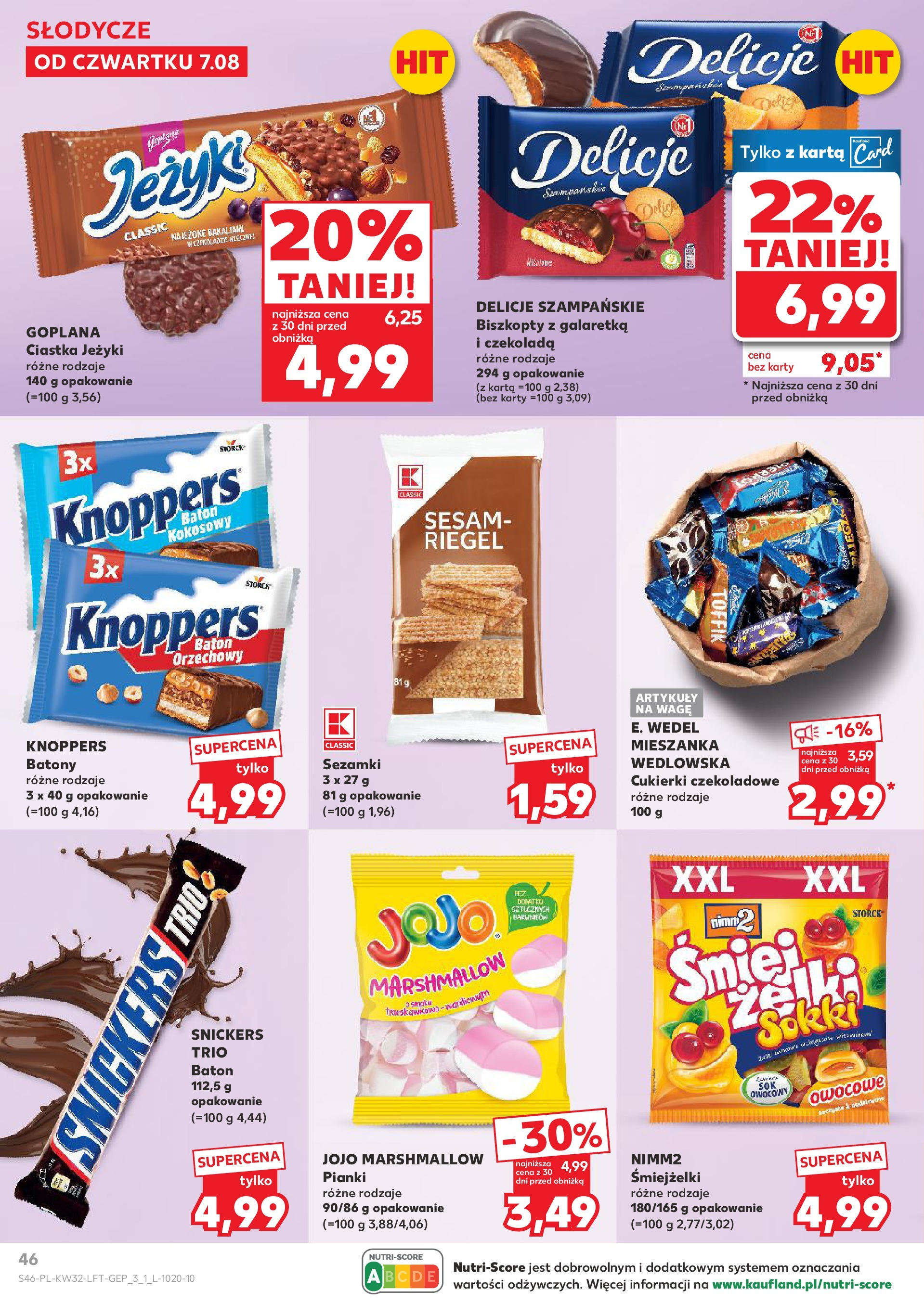 Kaufland gazetka (07.08.2025) - od jutra | Strona: 46 | Produkty: Knoppers, Słodycze, Czekolada, Cukierki Kaufland gazetka od 07.08.2025 - od jutra PDF | Strona: 46 | Produkty: Knoppers, Słodycze, Czekolada, Cukierki