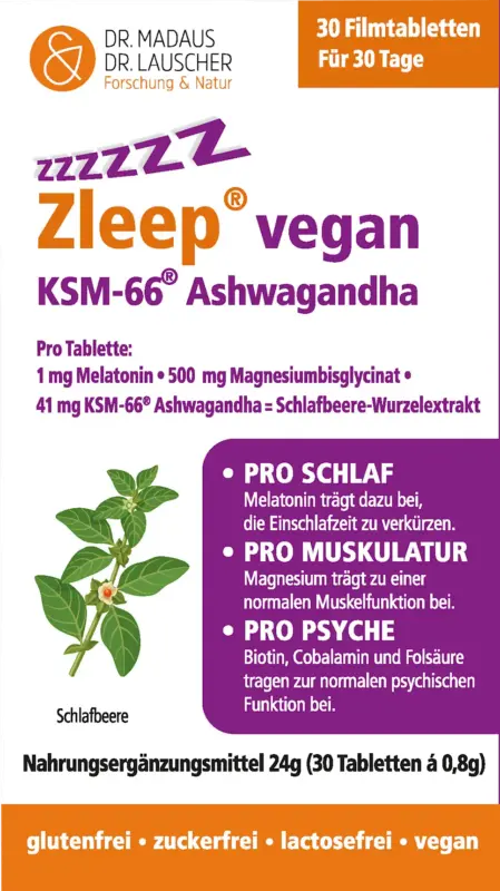 Madaus & Lauscher Zleep vegan KSM-66 Ashwagandha Tabletten 30 St