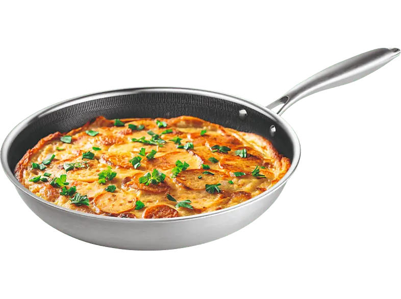 BRATmaxX 16468 Bratpfanne mit Wabenstruktur (Edelstahl, passend für alle Herdarten, 20 cm)