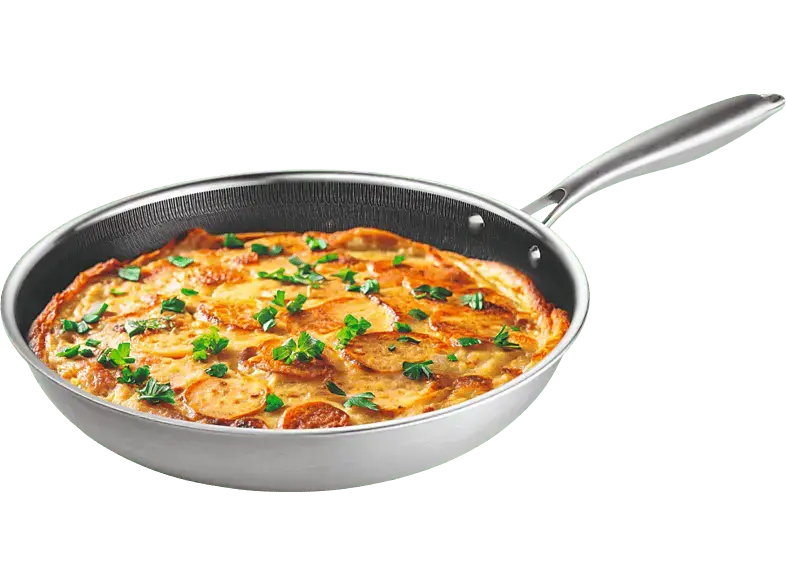 BRATmaxX 16468 Bratpfanne mit Wabenstruktur (Edelstahl, passend für alle Herdarten, 20 cm)