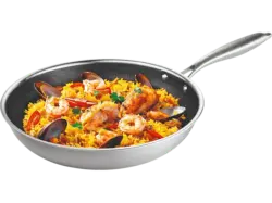 BRATmaxX 16470 Bratpfanne mit Wabenstruktur (Edelstahl, passend für alle Herdarten, 28 cm)