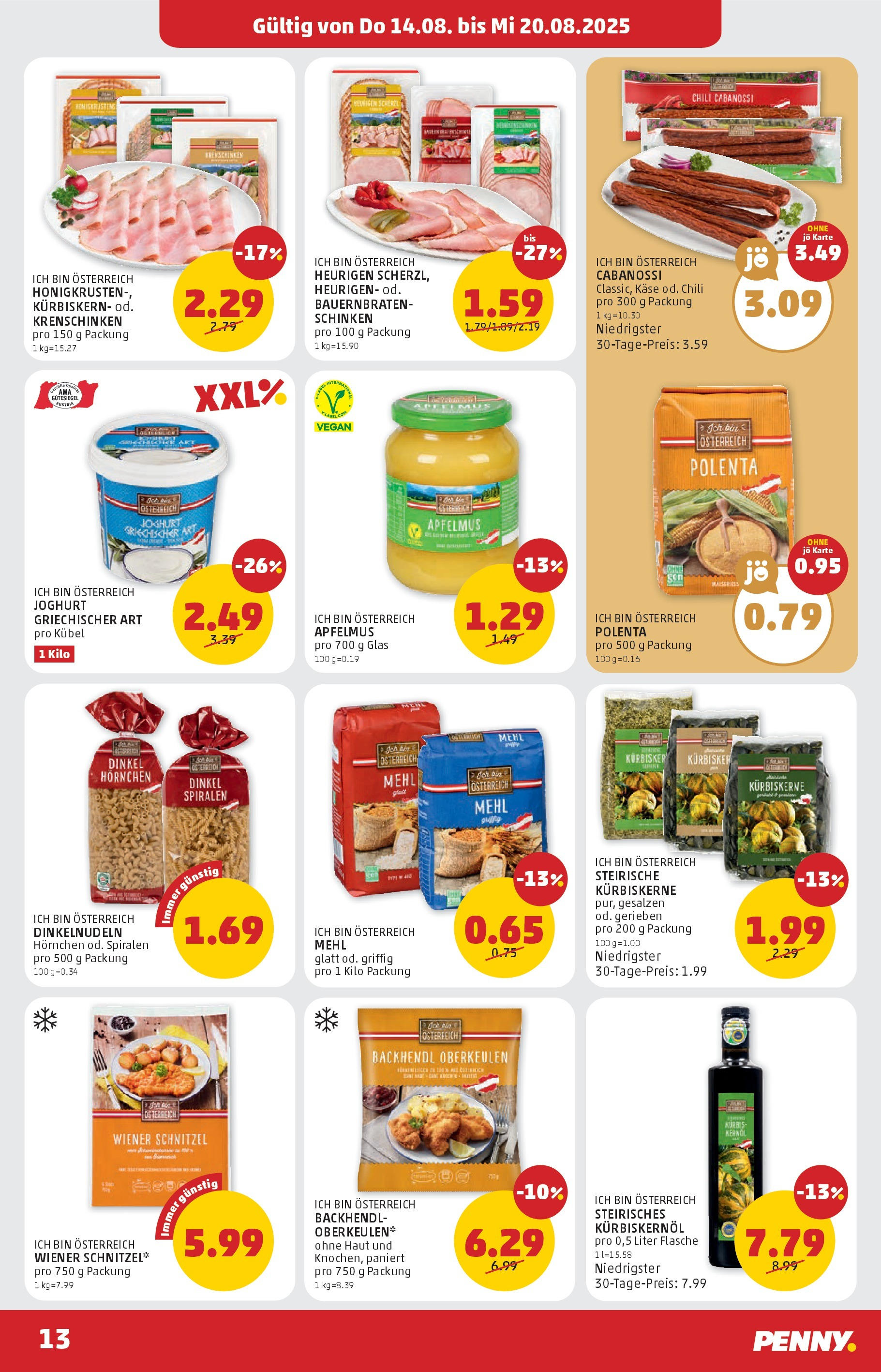 Penny Markt Flugblatt ab (14.08.2025) - Angebote, Prospekt | Seite: 13 | Produkte: Chili, Kürbis, Joghurt, Schinken