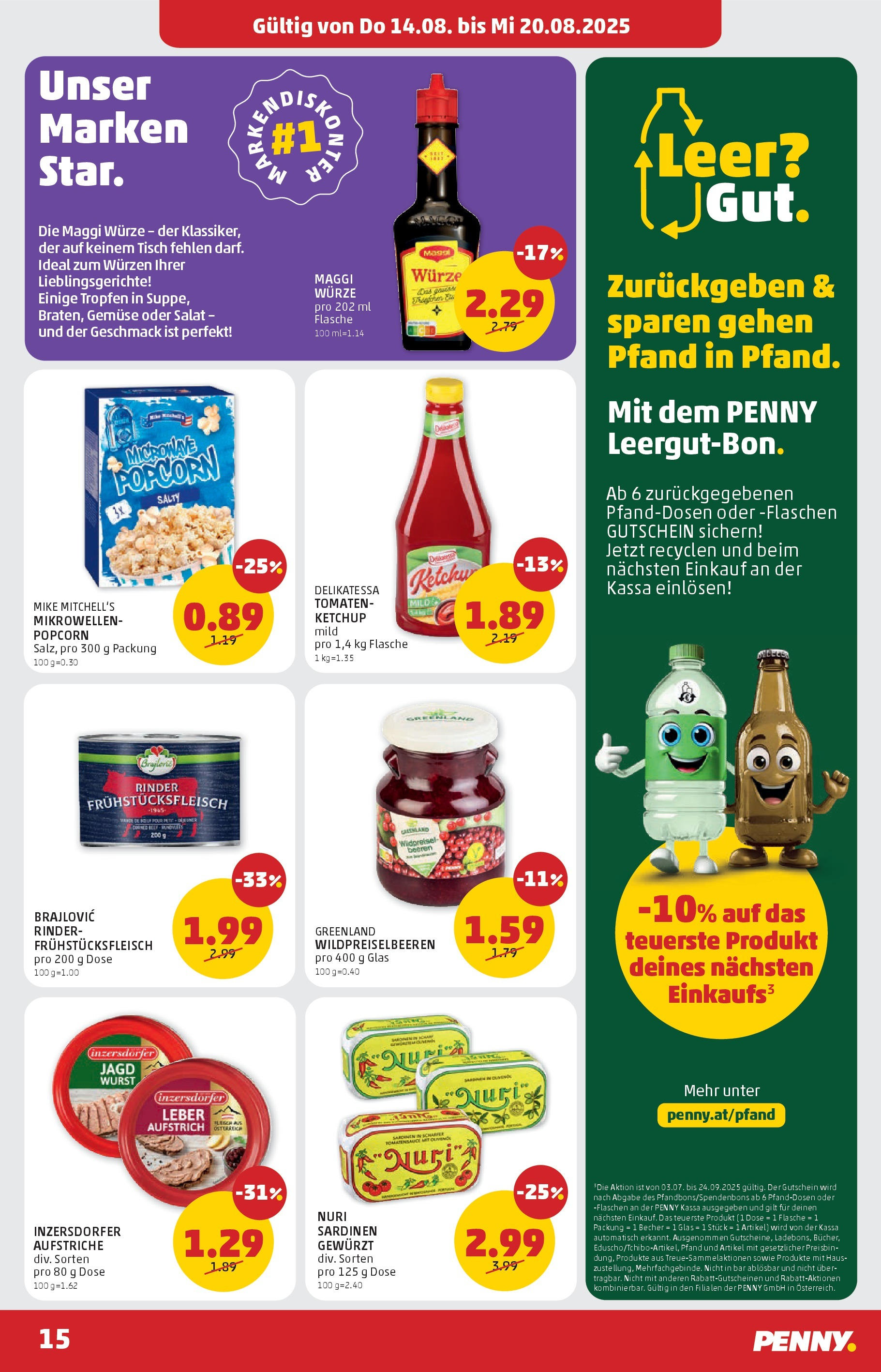 Penny Markt Flugblatt ab (14.08.2025) - Angebote, Prospekt | Seite: 15 | Produkte: Ketchup, Salat, Wurst, Tomaten