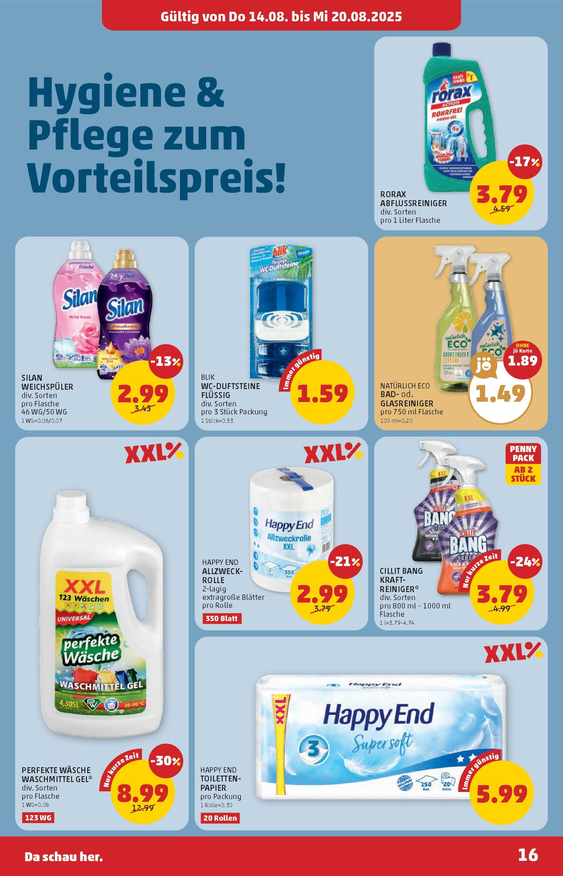 Penny Markt Flugblatt ab (14.08.2025) - Angebote, Prospekt | Seite: 16 | Produkte: Zitrone, Bad, Weichspüler, Waschmittel