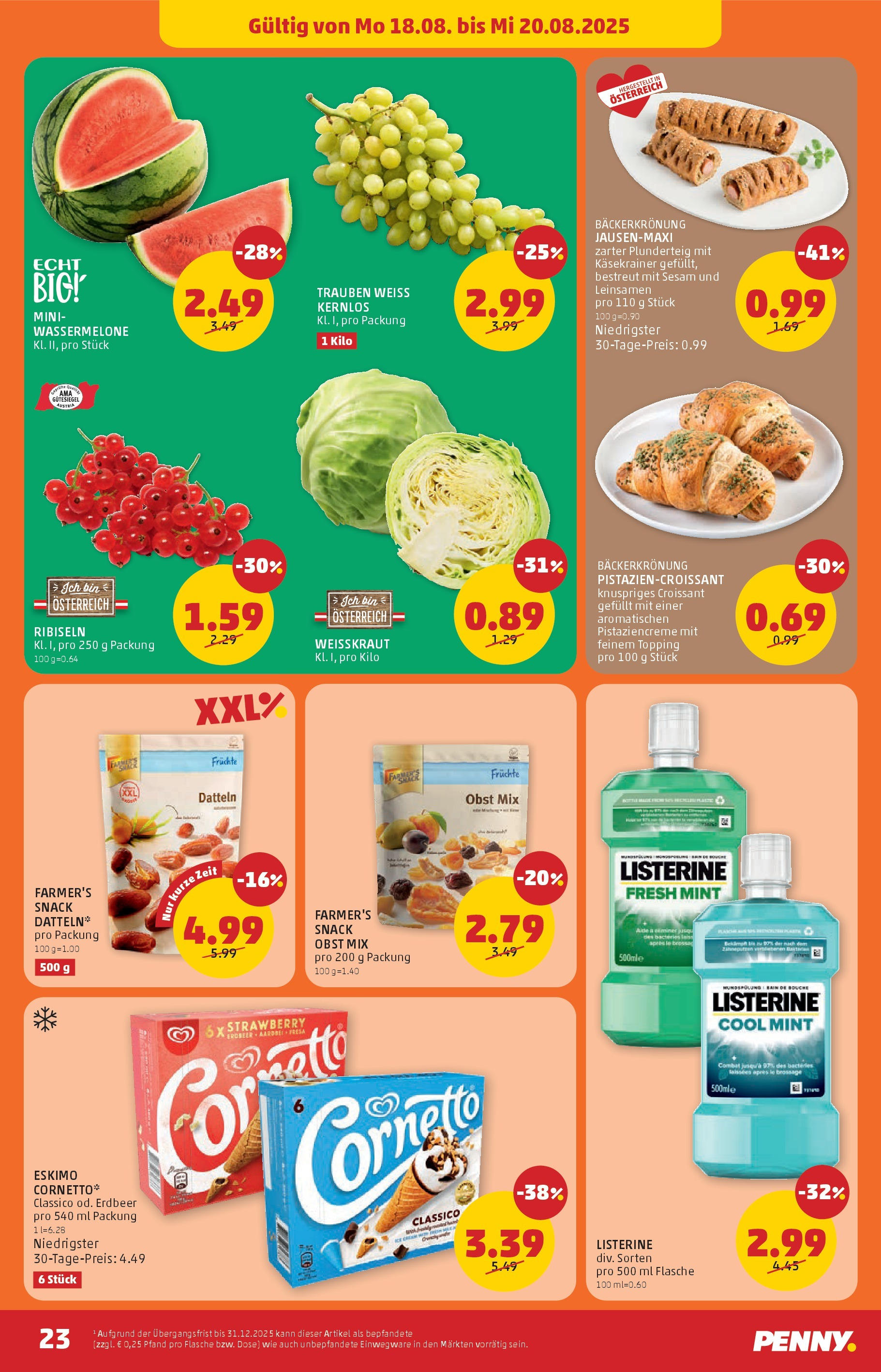Penny Markt Flugblatt ab (14.08.2025) - Angebote, Prospekt | Seite: 23 | Produkte: Obst, Wassermelone