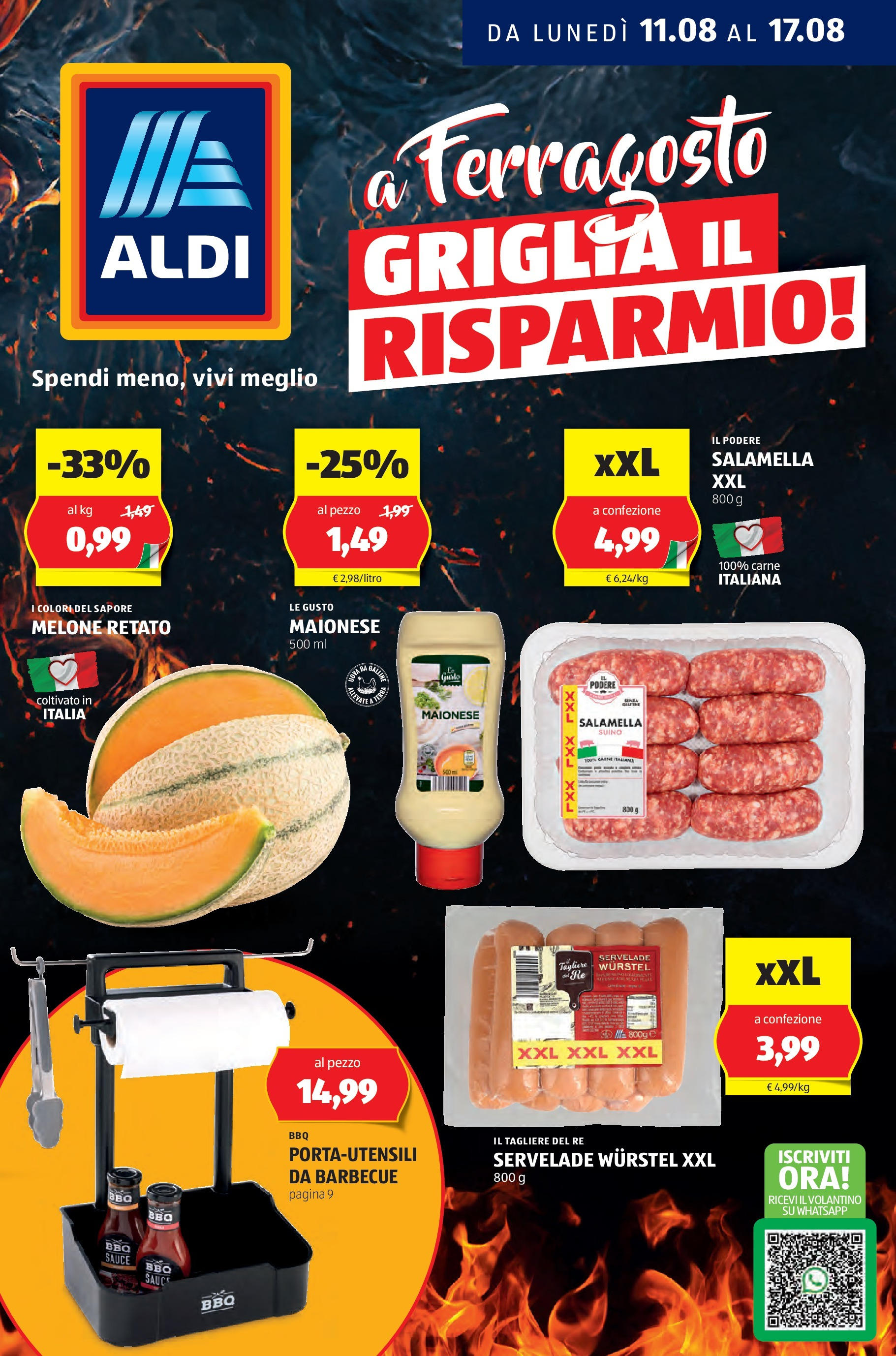 Aldi - A Ferragosto griglia il risparmio! dal 10/08/2025 anteprima > nuovo offerte!β³ | Pagina: 1 | Prodotti: Salamella, Wurstel, Tagliere, Griglia Nuovo Aldi - A Ferragosto griglia il risparmio! dal 10/08/2025 > offerte anteprima ποΈ | Pagina: 1 | Prodotti: Salamella, Wurstel, Tagliere, Griglia