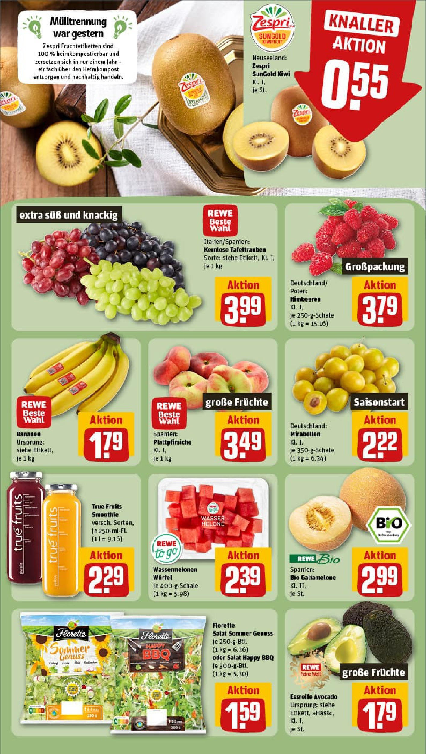 REWE Prospekt ab 10.08.2025 zum Blättern » Angebote | Seite: 6 | Produkte: Wasser, Melone, Kiwi, Salat REWE Prospekt ab 10.08.2025 zum Blättern » Angebote | Seite: 6 | Produkte: Wasser, Melone, Kiwi, Salat