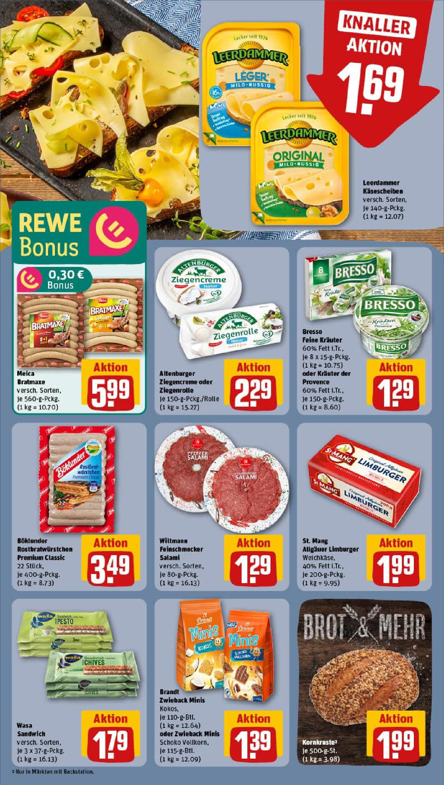 REWE Prospekt ab 11.08.2025 zum Blättern » Angebote | Seite: 12 | Produkte: Bresso, Leerdammer, Meica, Brot REWE Prospekt ab 11.08.2025 zum Blättern » Angebote | Seite: 12 | Produkte: Bresso, Leerdammer, Meica, Brot