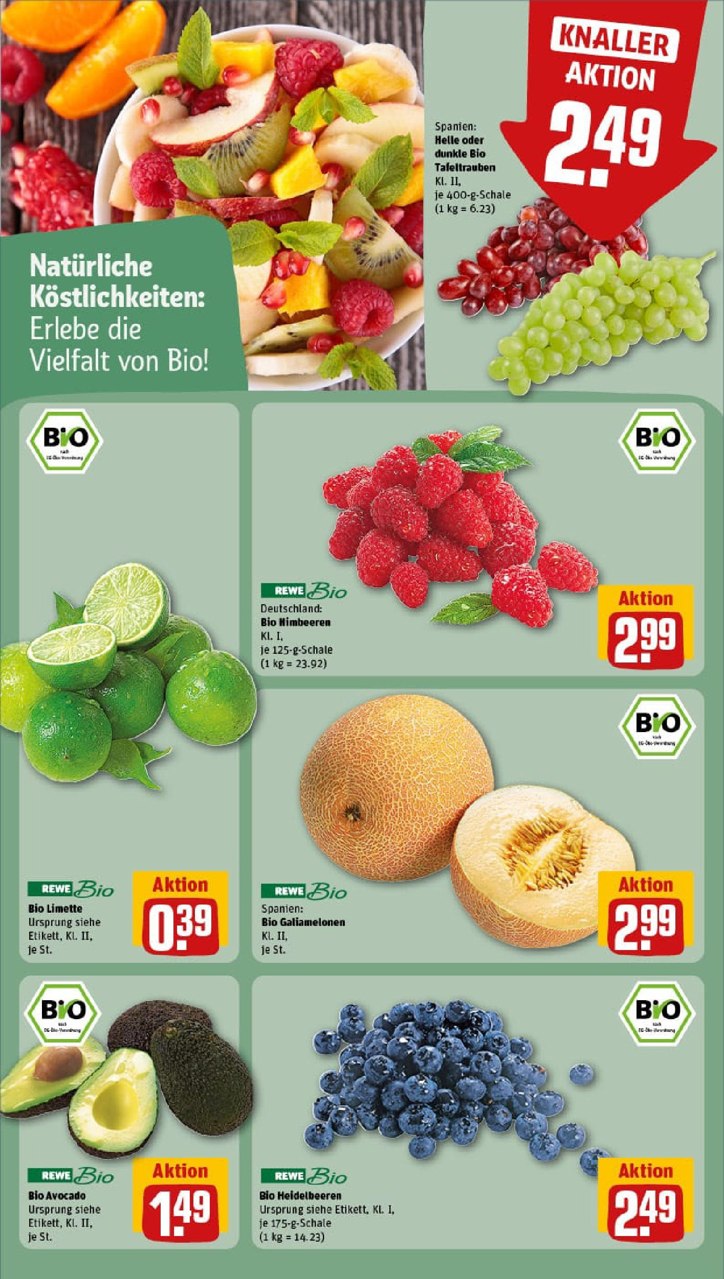 REWE Prospekt ab 10.08.2025 zum Blättern » Angebote | Seite: 19 | Produkte: Himbeeren, Heidelbeeren, Avocado, Limette REWE Prospekt ab 10.08.2025 zum Blättern » Angebote | Seite: 19 | Produkte: Himbeeren, Heidelbeeren, Avocado, Limette