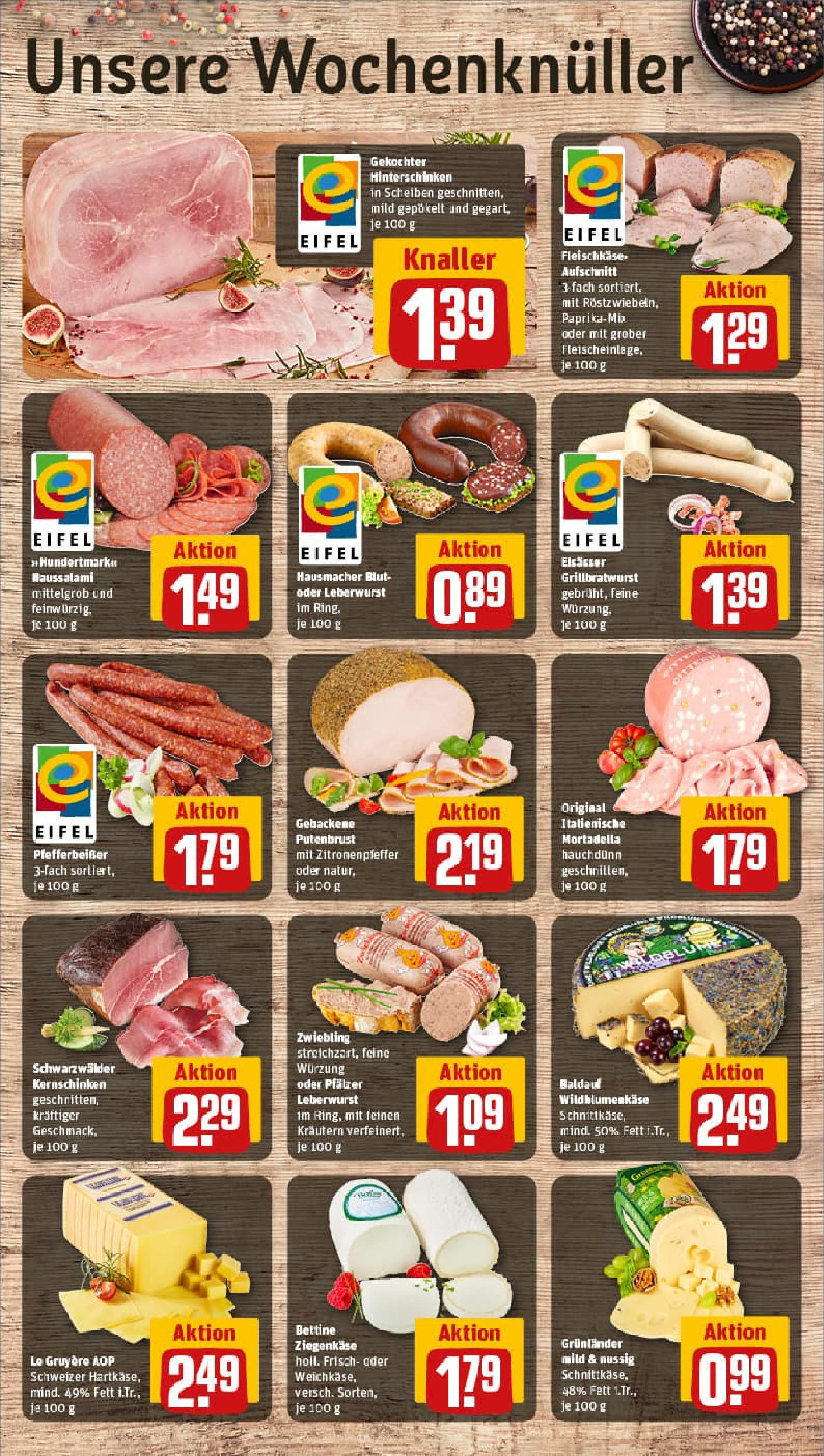 REWE Prospekt ab 11.08.2025 zum Blättern » Angebote | Seite: 9 | Produkte: Ziegenkäse, Grunlander, Salami