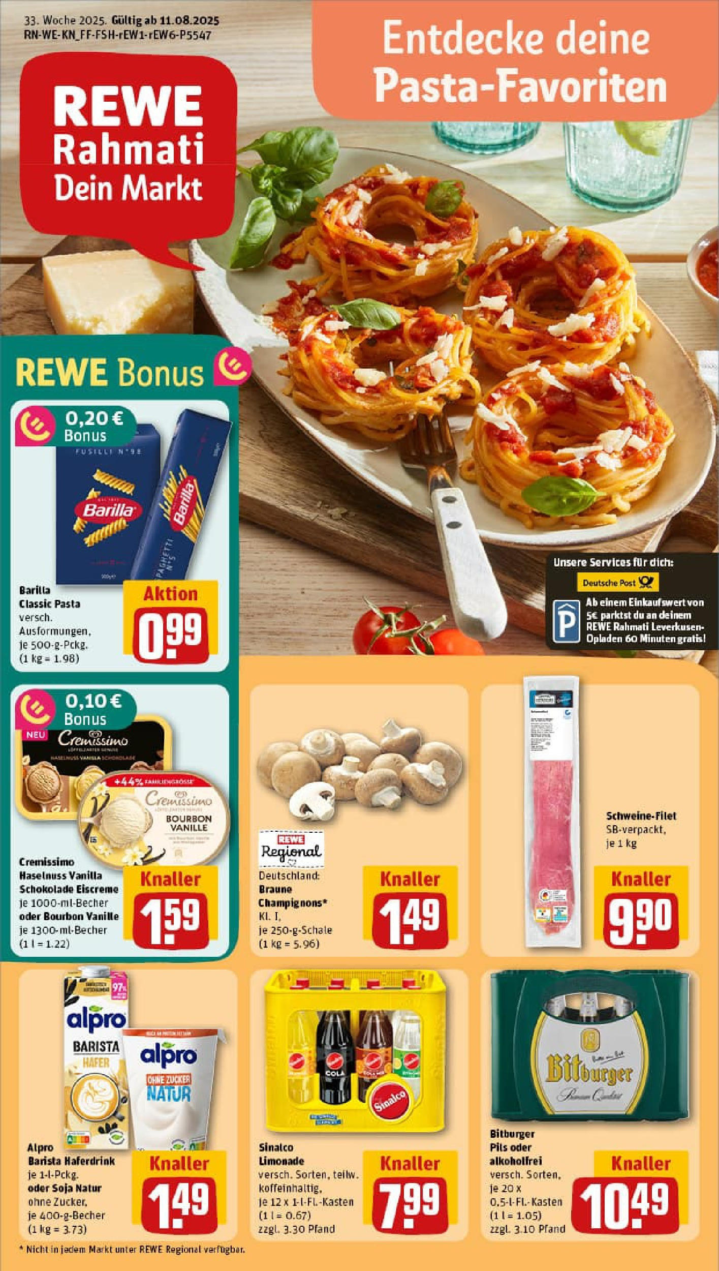 REWE Prospekt ab 11.08.2025 zum Blättern » Angebote | Seite: 1 | Produkte: Sinalco, Pils, Zucker, Bourbon REWE Prospekt ab 11.08.2025 zum Blättern » Angebote | Seite: 1 | Produkte: Sinalco, Pils, Zucker, Bourbon