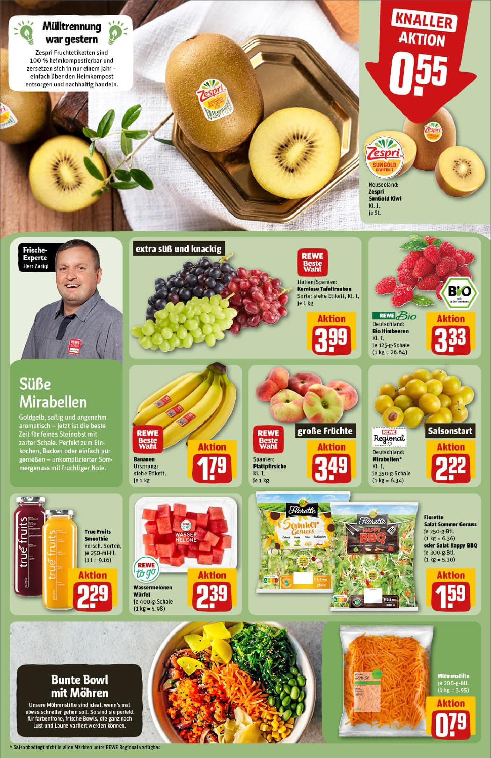 REWE Prospekt ab 11.08.2025 zum Blättern » Angebote | Seite: 6 | Produkte: Himbeeren, Bananen, Wasser, Kiwi REWE Prospekt ab 11.08.2025 zum Blättern » Angebote | Seite: 6 | Produkte: Himbeeren, Bananen, Wasser, Kiwi