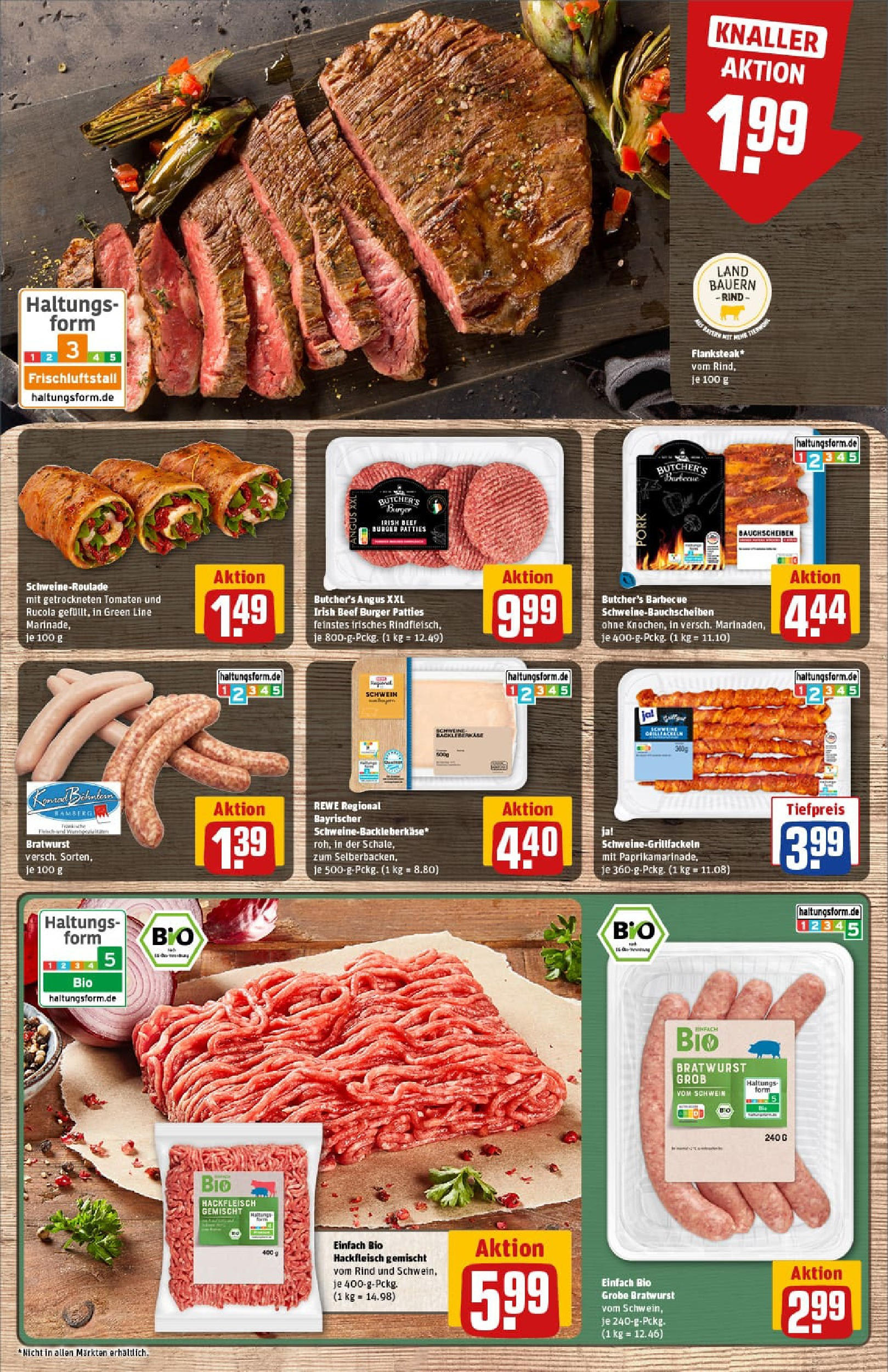 REWE Prospekt ab 11.08.2025 zum Blättern » Angebote | Seite: 9 | Produkte: Rucola, Bratwurst, Steak, Hackfleisch