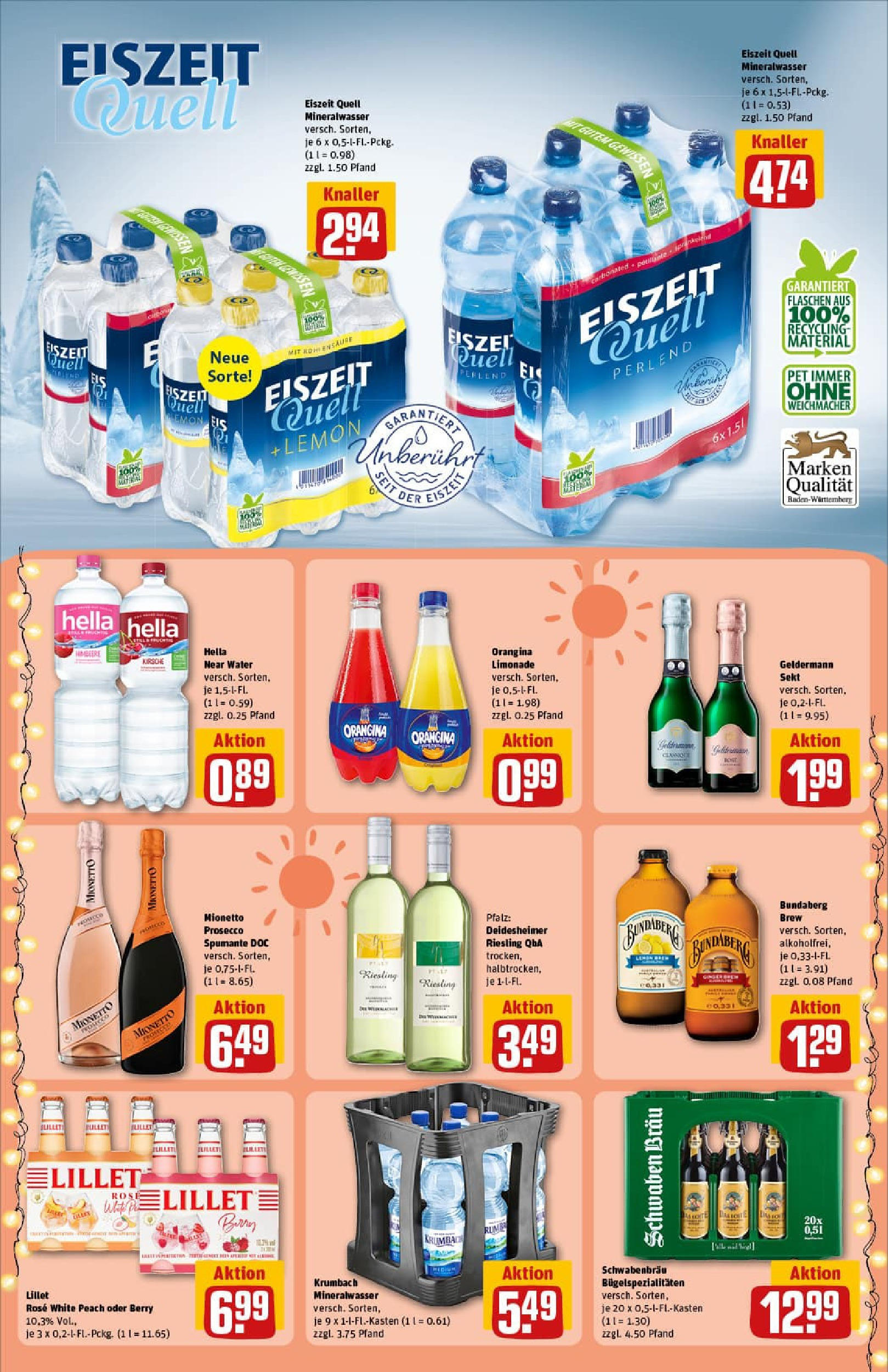 REWE Prospekt ab 11.08.2025 zum Blättern » Angebote | Seite: 16 | Produkte: Limonade, Mineralwasser, Prosecco, Eis REWE Prospekt ab 11.08.2025 zum Blättern » Angebote | Seite: 16 | Produkte: Limonade, Mineralwasser, Prosecco, Eis