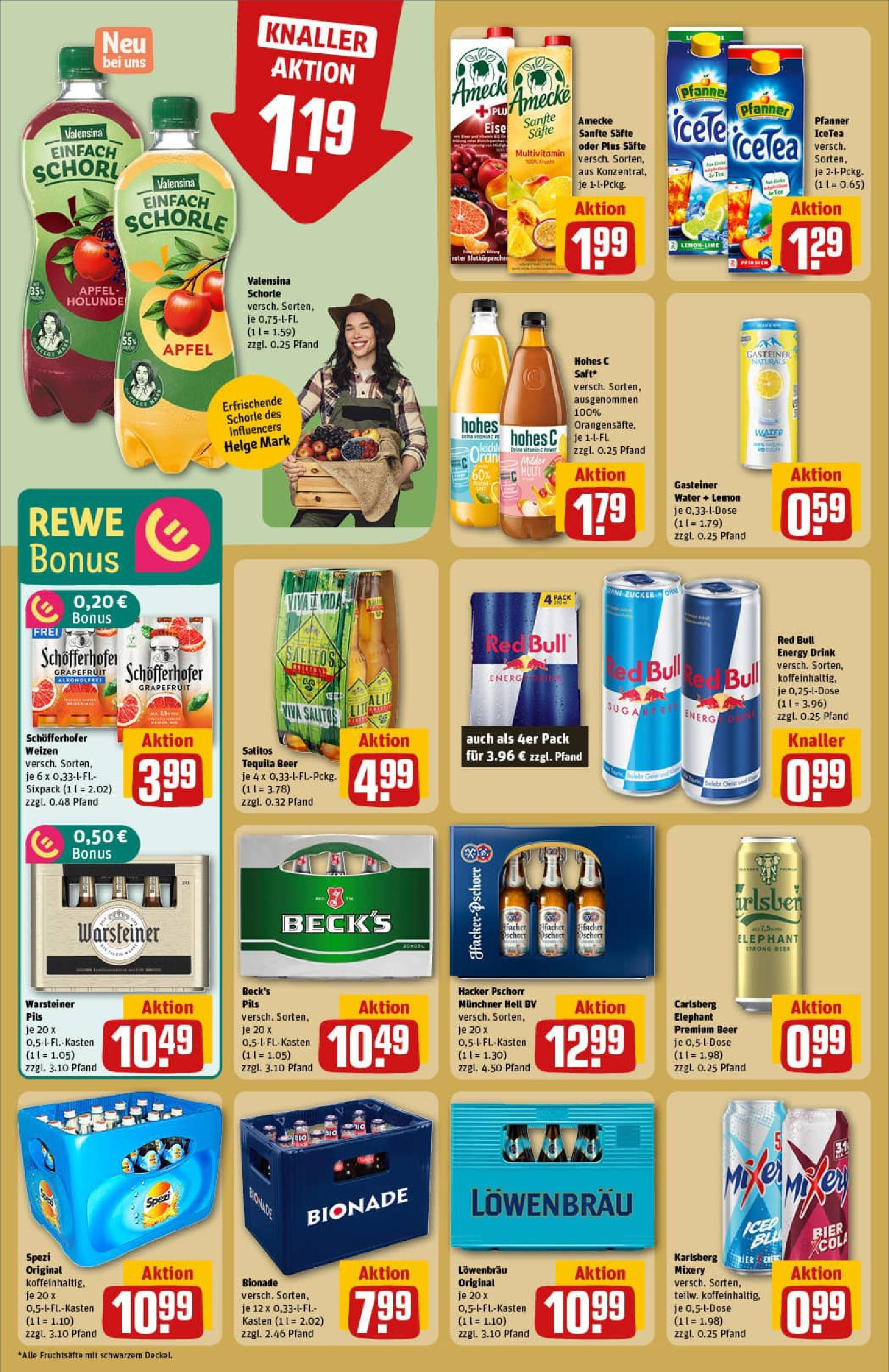 REWE Prospekt ab 11.08.2025 zum Blättern » Angebote | Seite: 16 | Produkte: Carlsberg, Pils, Bionade, Grapefruit