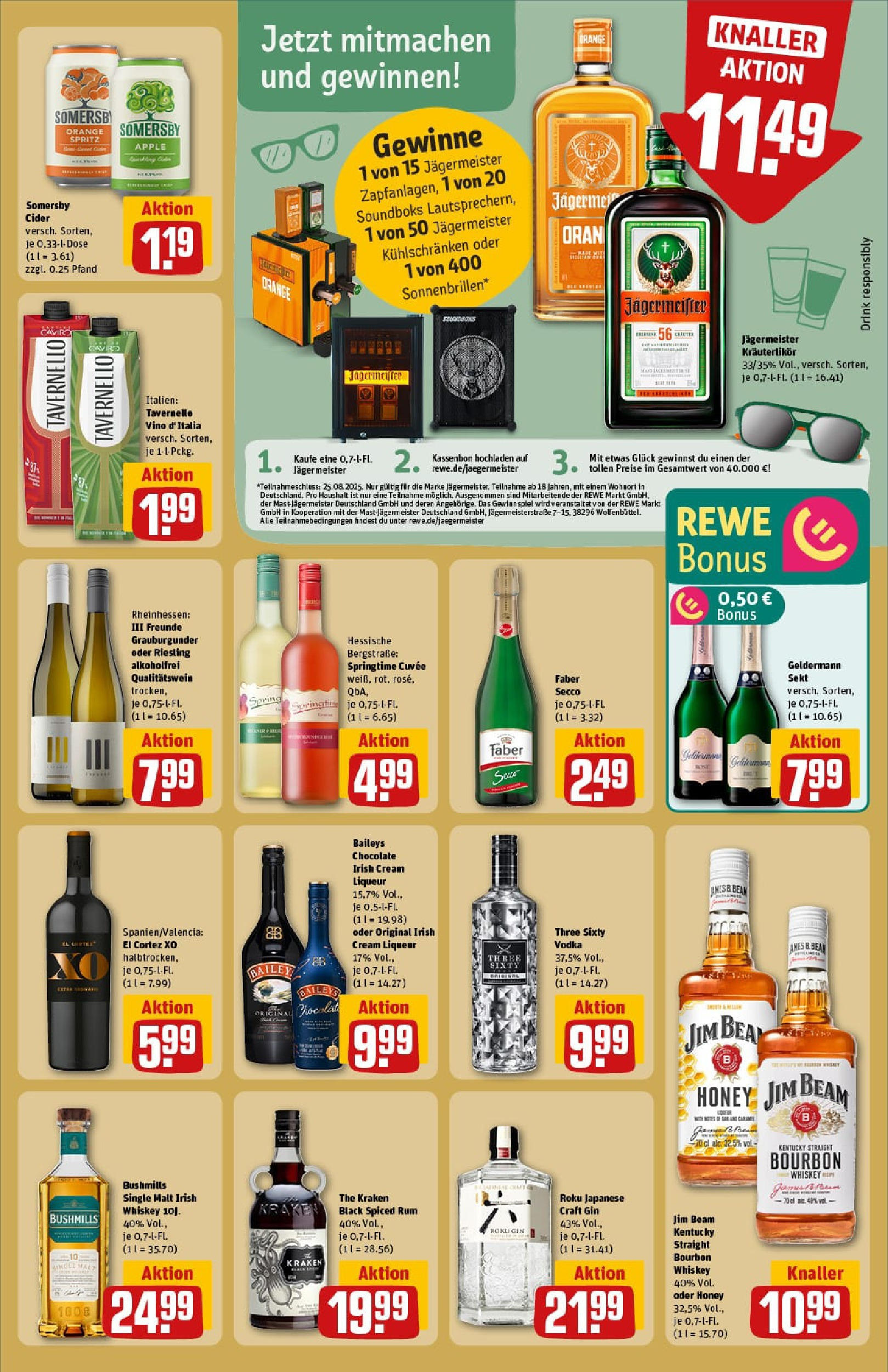 REWE Prospekt ab 11.08.2025 zum Blättern » Angebote | Seite: 27 | Produkte: Rum, Baileys, Bourbon, Whiskey REWE Prospekt ab 11.08.2025 zum Blättern » Angebote | Seite: 27 | Produkte: Rum, Baileys, Bourbon, Whiskey