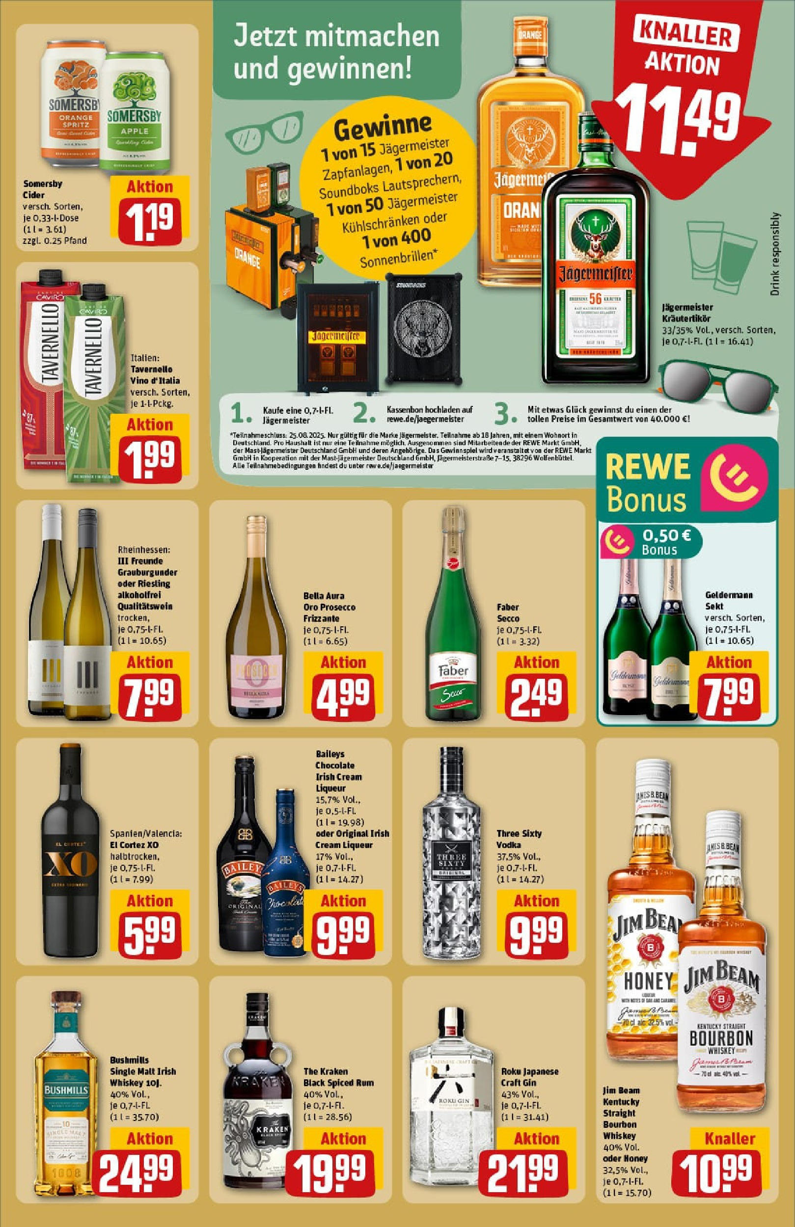 REWE Prospekt ab 11.08.2025 zum Blättern » Angebote | Seite: 17 | Produkte: Sekt, Apple, Vodka, Bourbon