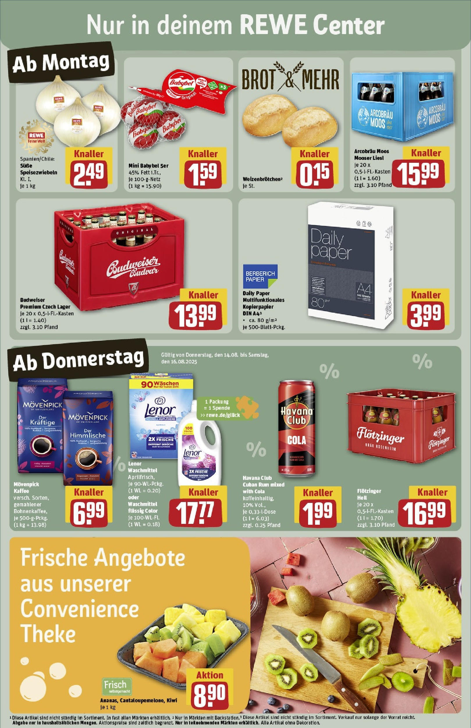 REWE Prospekt ab 11.08.2025 zum Blättern » Angebote | Seite: 3 | Produkte: Kaffee, Rum, Brot, Budweiser