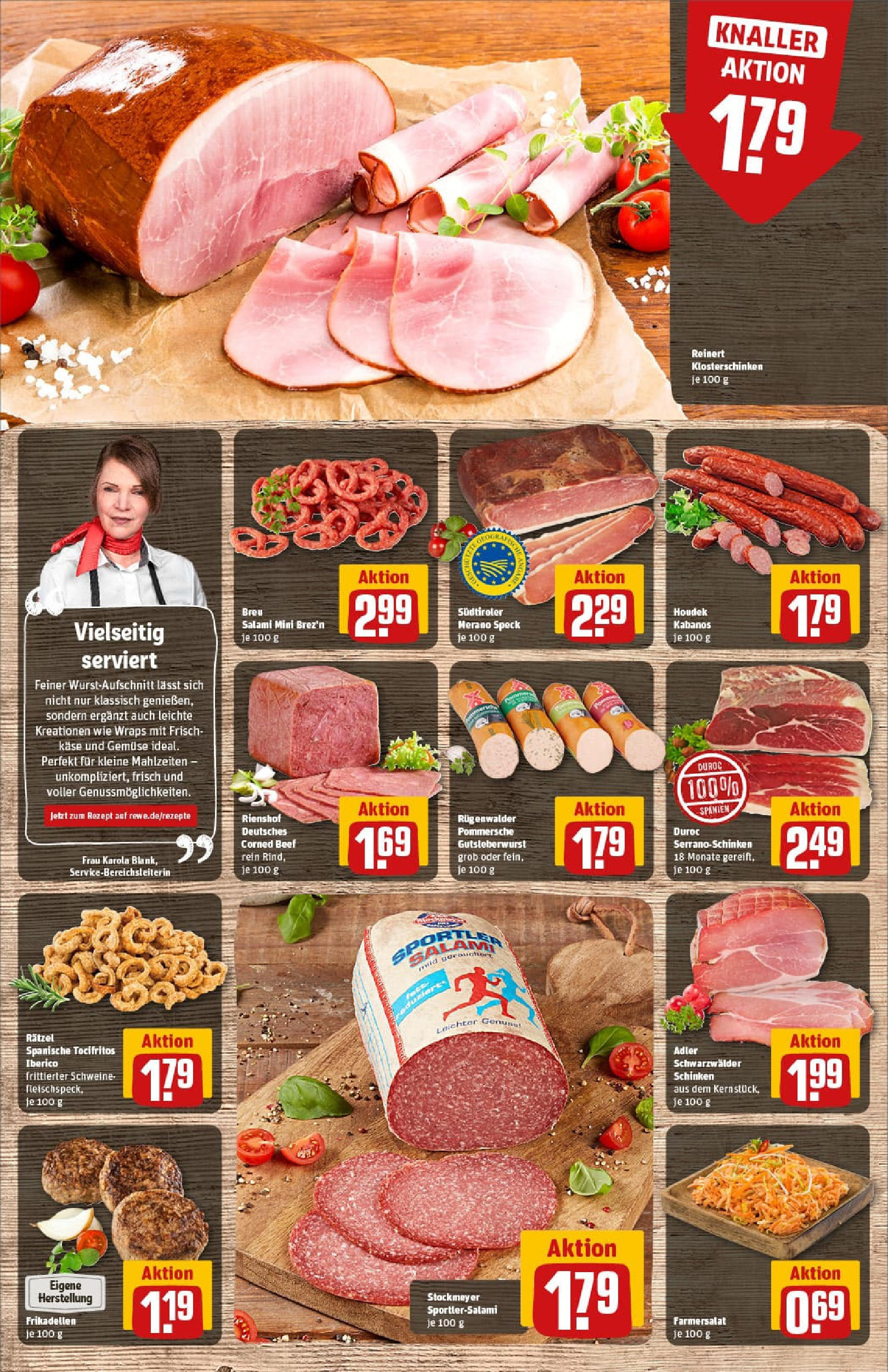 REWE Prospekt ab 11.08.2025 zum Blättern » Angebote | Seite: 10 | Produkte: Käse, Gemüse, Salami, Schinken