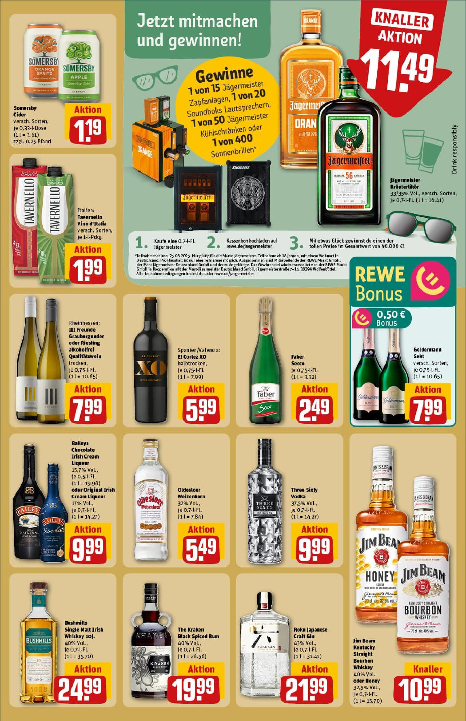REWE Prospekt ab 11.08.2025 zum Blättern » Angebote | Seite: 19 | Produkte: Sekt, Oldesloer, Baileys, Vodka