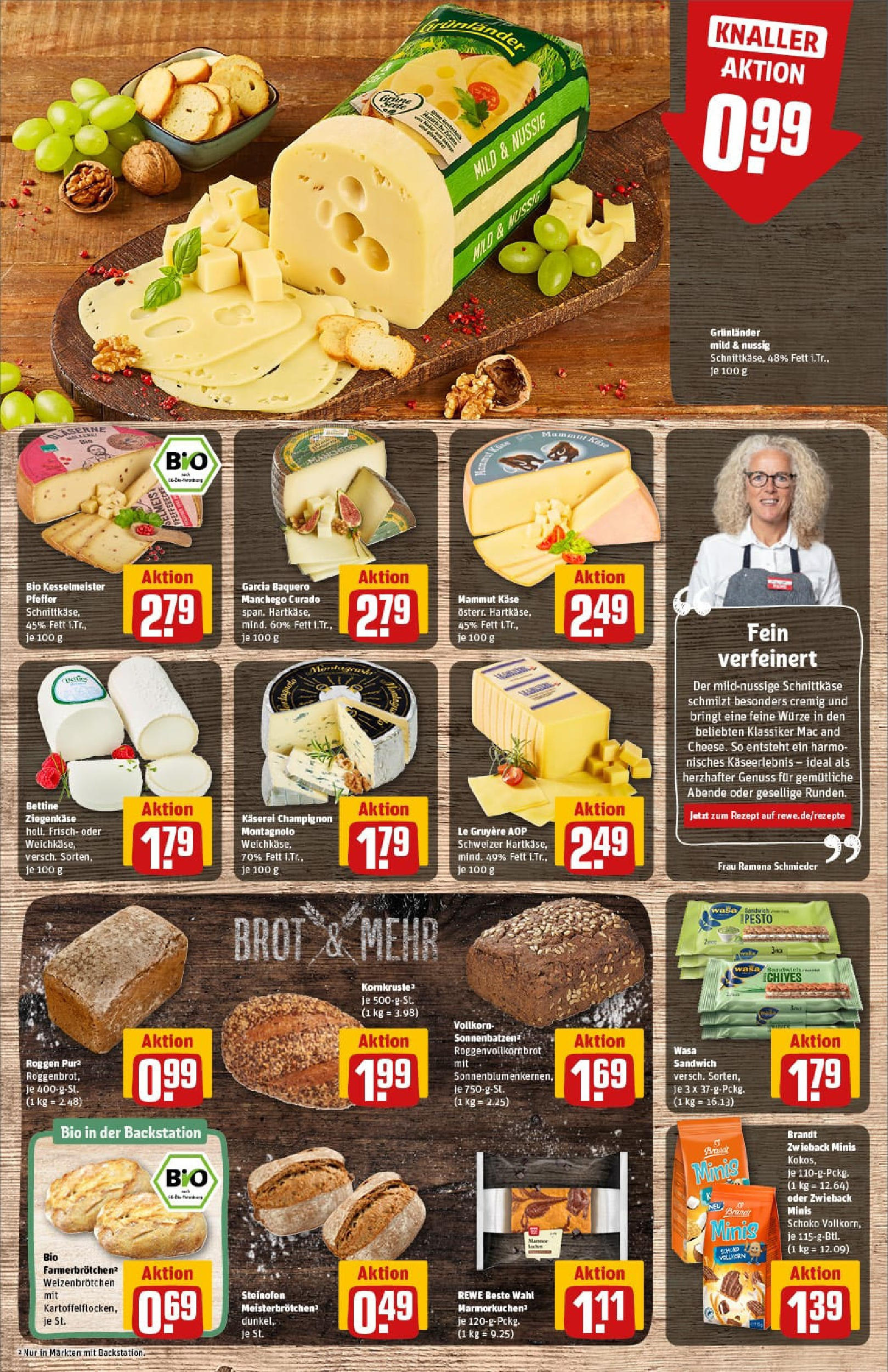 REWE Prospekt ab 11.08.2025 zum Blättern » Angebote | Seite: 13 | Produkte: Käse, Pfeffer, Brot, Wein