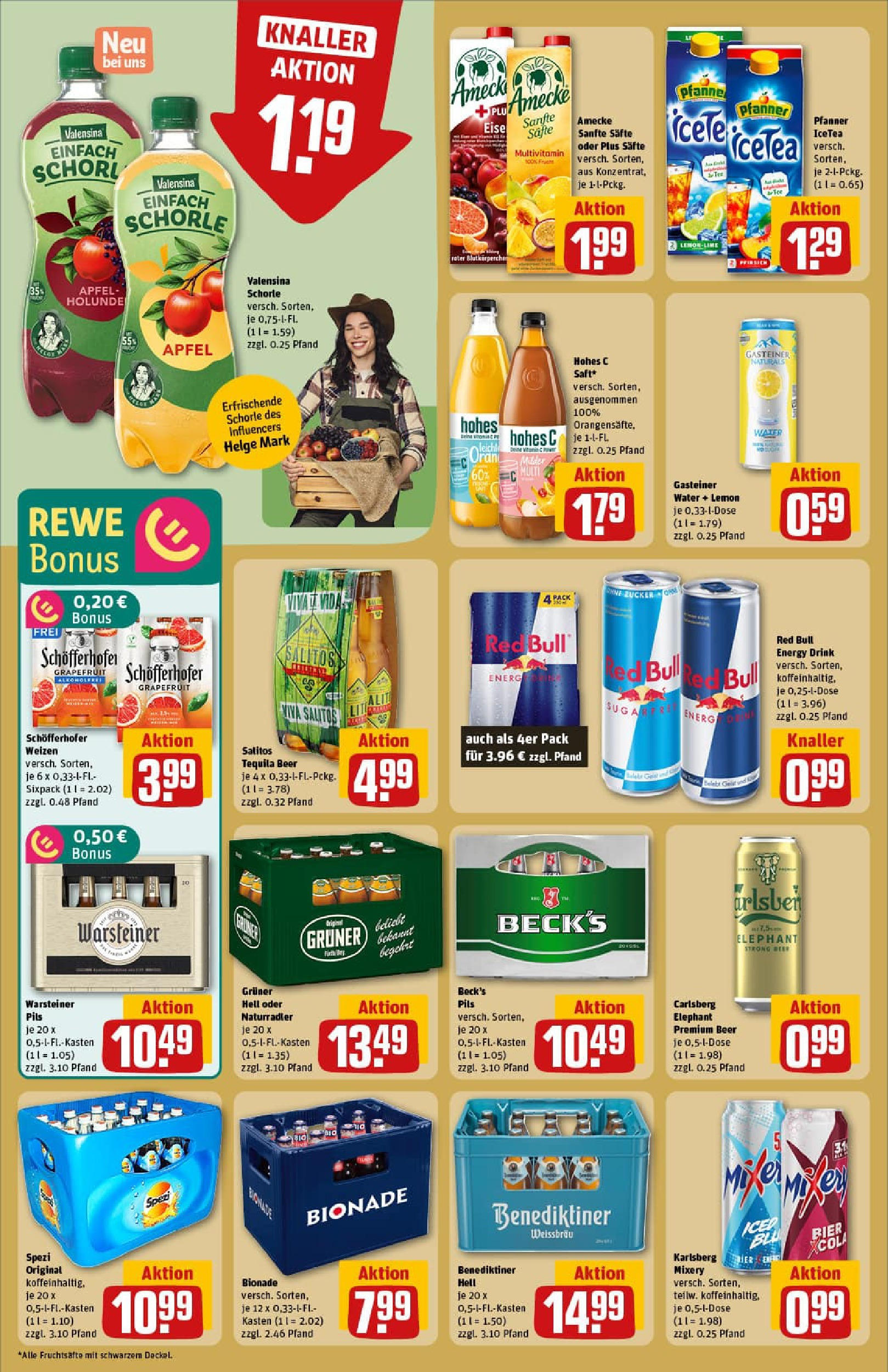 REWE Prospekt ab 11.08.2025 zum Blättern » Angebote | Seite: 18 | Produkte: Bionade, Tequila, Warsteiner, Hohes c