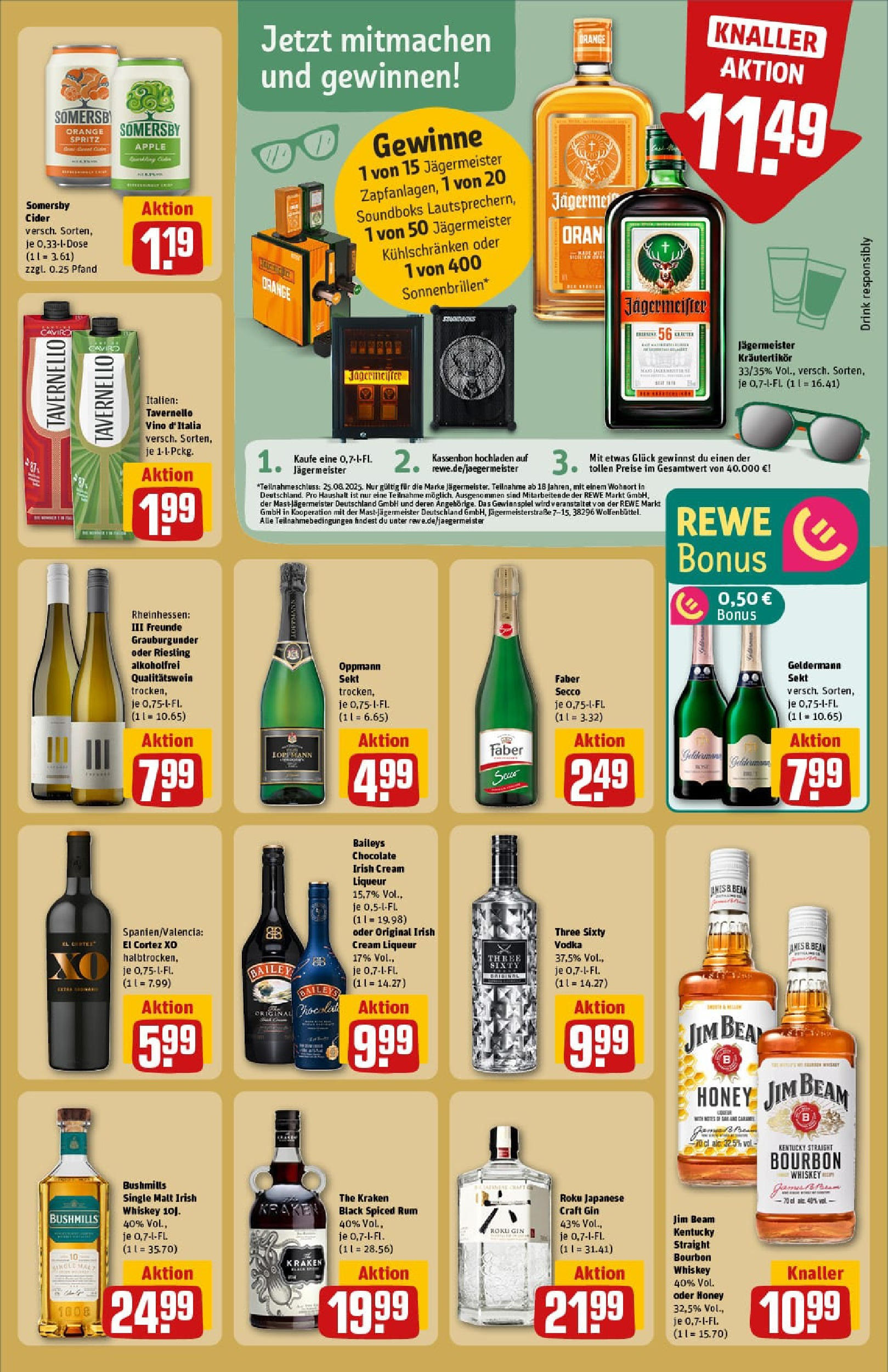 REWE Prospekt ab 11.08.2025 zum Blättern » Angebote | Seite: 19 | Produkte: Jim beam, Apple, Vodka, Whiskey
