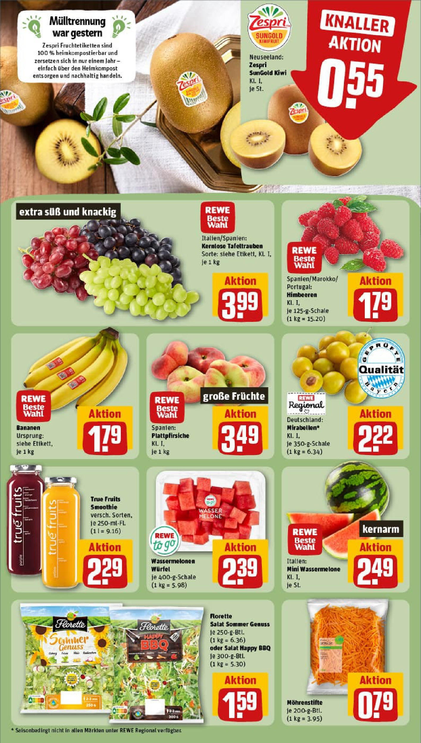 REWE Prospekt ab 11.08.2025 zum Blättern » Angebote | Seite: 6 | Produkte: Wassermelone, Melone, Kiwi, Salat REWE Prospekt ab 11.08.2025 zum Blättern » Angebote | Seite: 6 | Produkte: Wassermelone, Melone, Kiwi, Salat