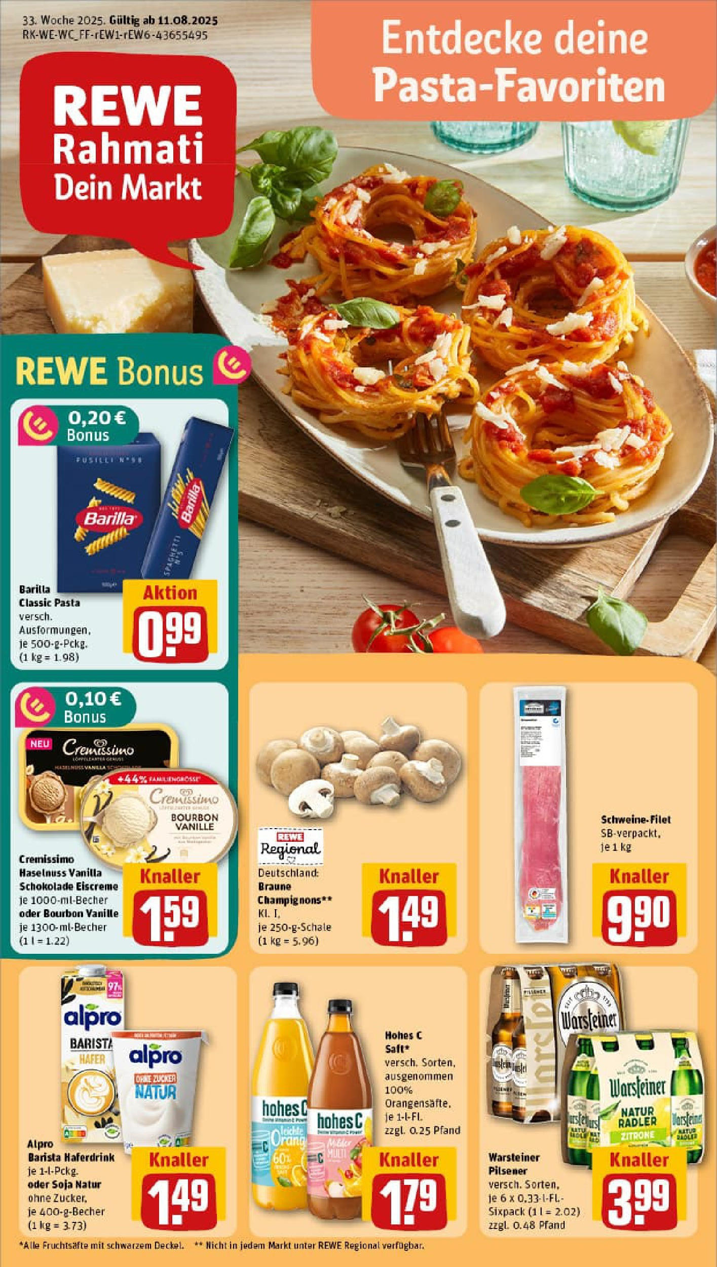 REWE Prospekt ab 11.08.2025 zum Blättern » Angebote | Seite: 1 | Produkte: Eiscreme, Radler, Alpro, Warsteiner REWE Prospekt ab 11.08.2025 zum Blättern » Angebote | Seite: 1 | Produkte: Eiscreme, Radler, Alpro, Warsteiner