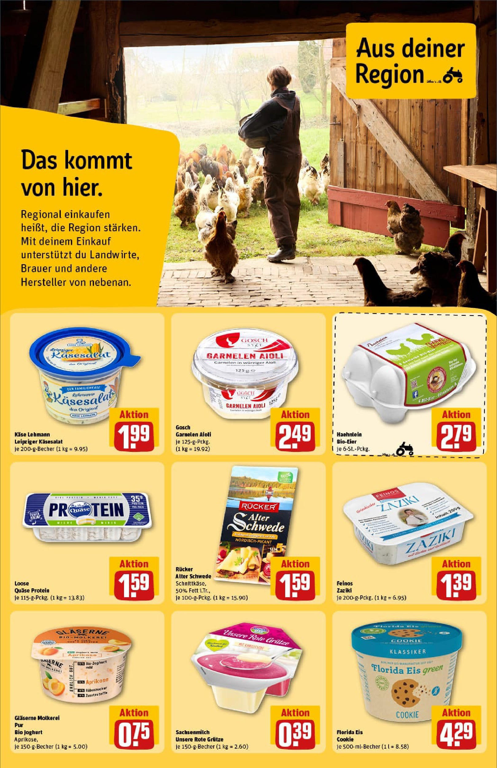 REWE Prospekt ab 11.08.2025 zum Blättern » Angebote | Seite: 18 | Produkte: Quark, Käse, Garnelen, Eis