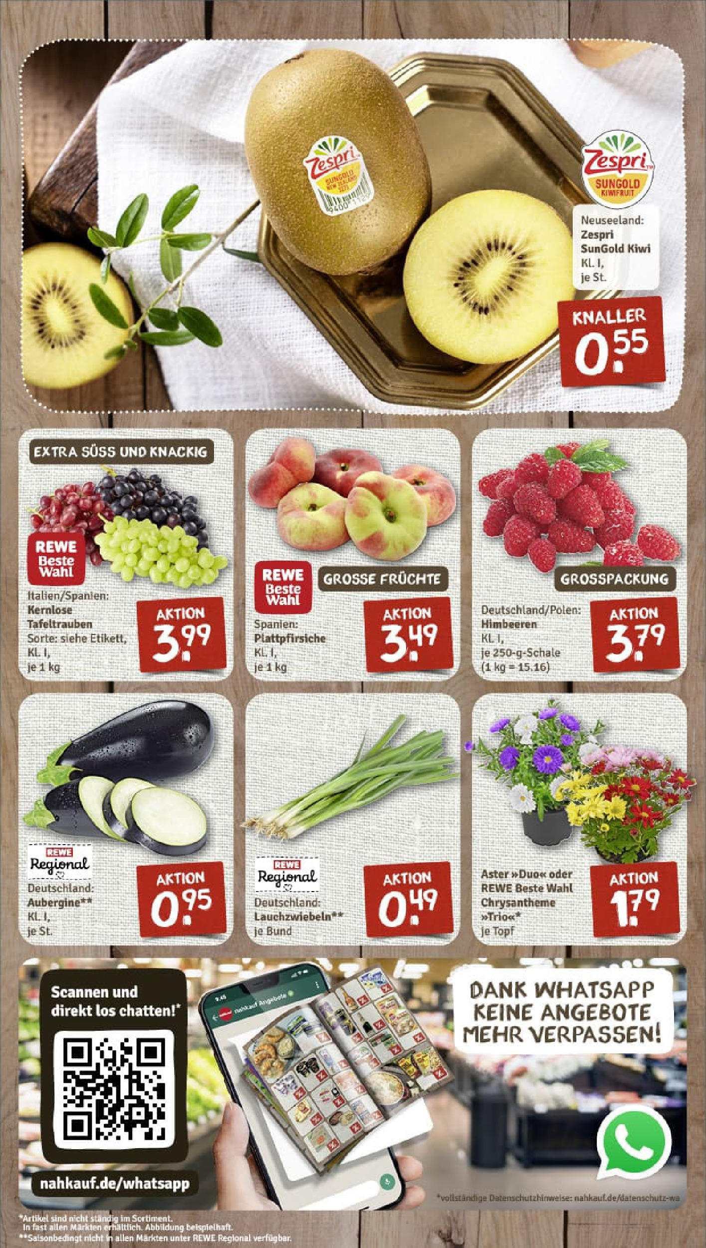 REWE Prospekt ab 11.08.2025 zum Blättern » Angebote | Seite: 3 | Produkte: Himbeeren, Aubergine, Kiwi REWE Prospekt ab 11.08.2025 zum Blättern » Angebote | Seite: 3 | Produkte: Himbeeren, Aubergine, Kiwi