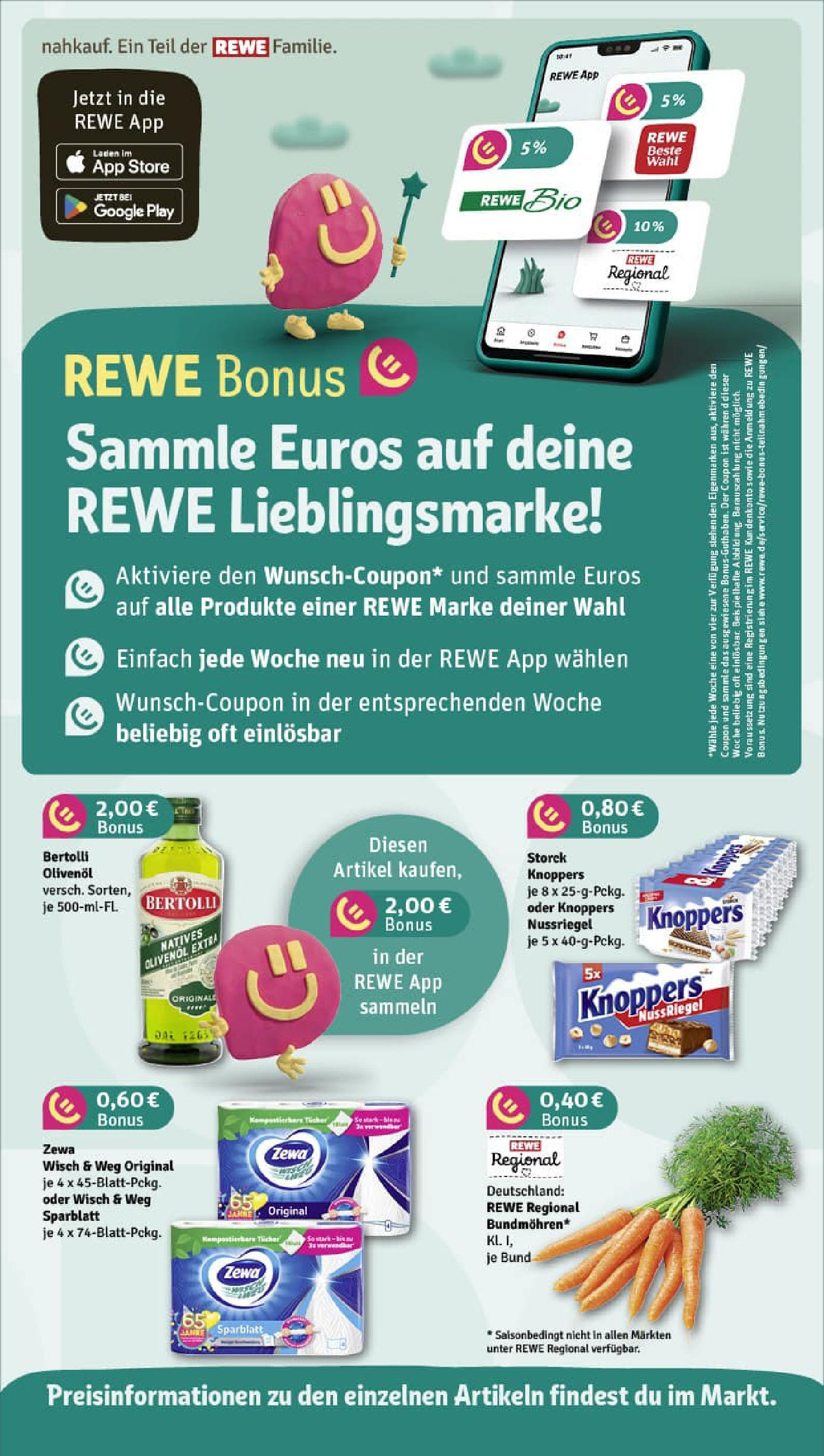 REWE Prospekt ab 11.08.2025 zum Blättern » Angebote | Seite: 4 | Produkte: Bertolli olivenol, Zewa, Mars, Knoppers