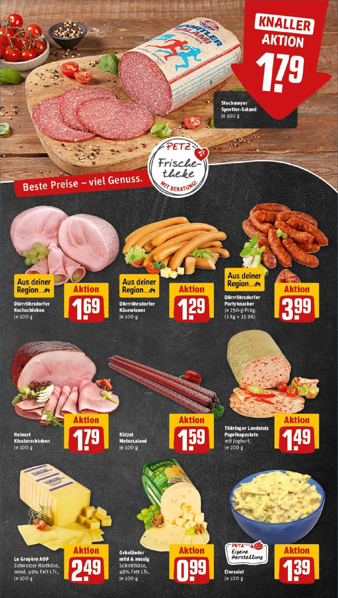 REWE Prospekt ab 11.08.2025 zum Blättern » Angebote | Seite: 9 | Produkte: Joghurt, Paprika, Grunlander, Salami