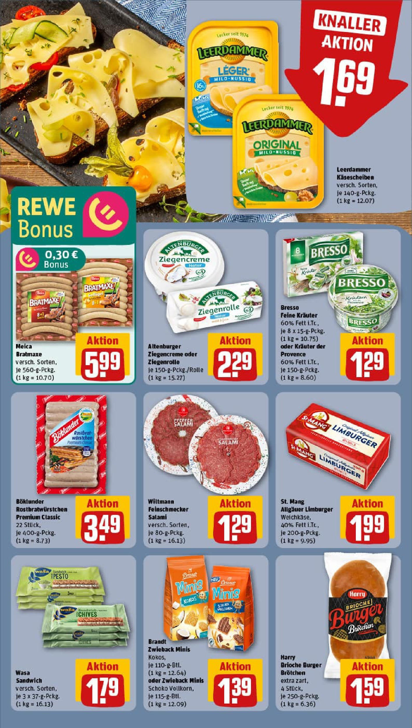 REWE Prospekt ab 11.08.2025 zum Blättern » Angebote | Seite: 12 | Produkte: Burger, Bresso, Meica, Salami