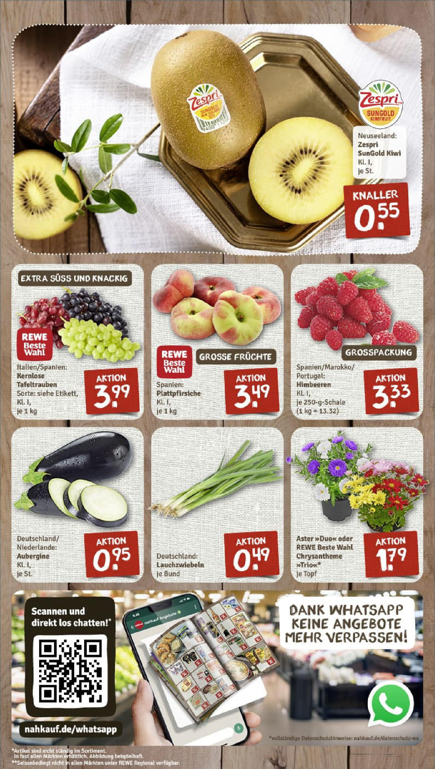 REWE Prospekt ab 11.08.2025 zum Blättern » Angebote | Seite: 3 | Produkte: Himbeeren, Aubergine, Kiwi