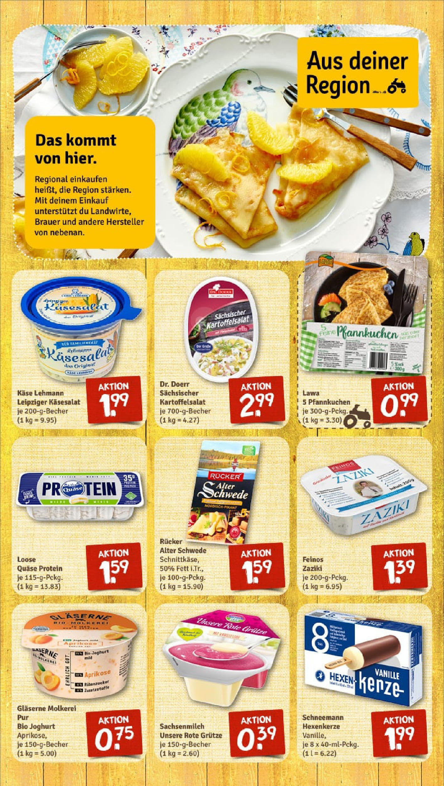 REWE Prospekt ab 11.08.2025 zum Blättern » Angebote | Seite: 8 | Produkte: Käse, Joghurt, Pfannkuchen