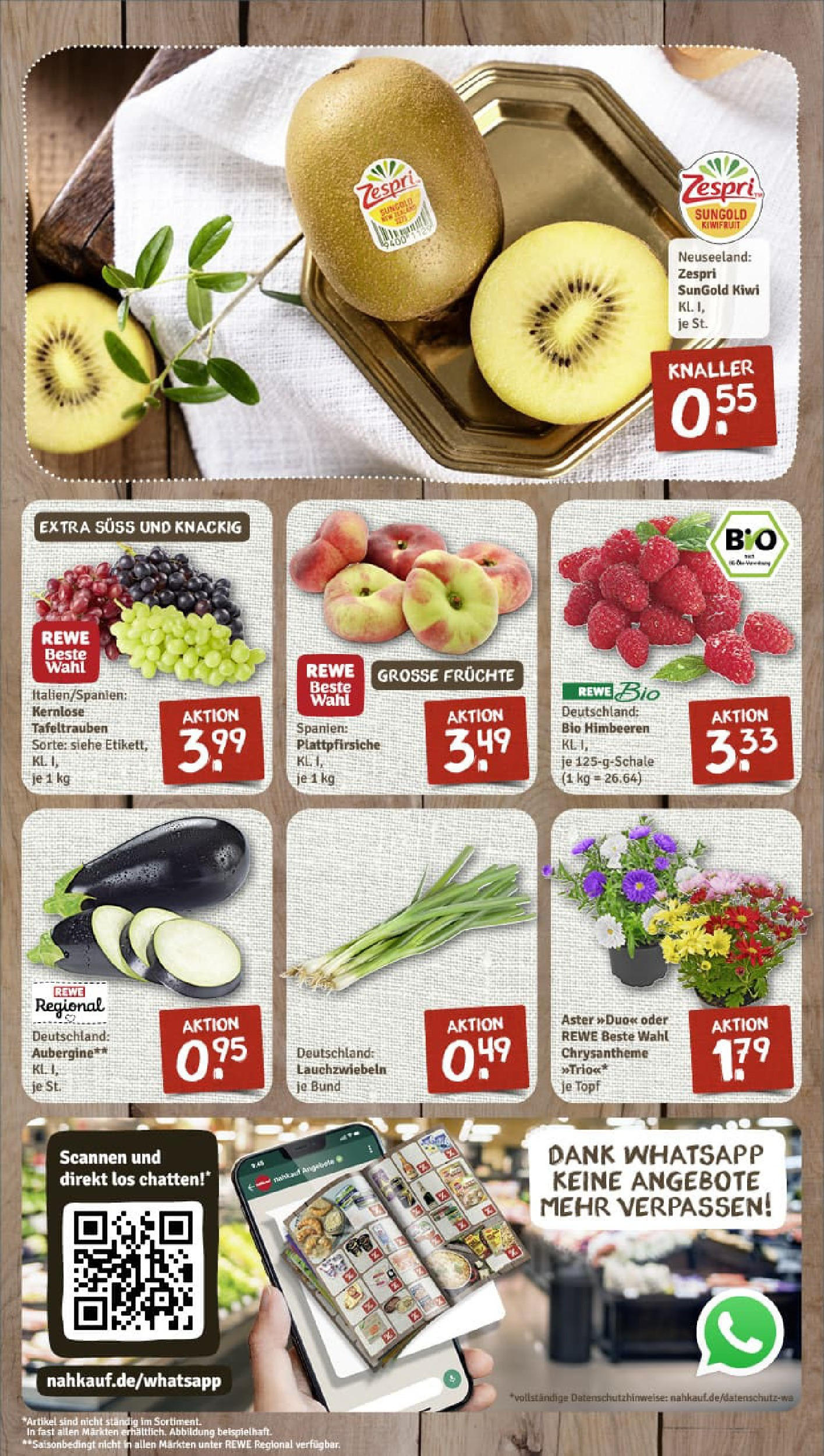 REWE Prospekt ab 11.08.2025 zum Blättern » Angebote | Seite: 3 | Produkte: Himbeeren, Aubergine, Kiwi REWE Prospekt ab 11.08.2025 zum Blättern » Angebote | Seite: 3 | Produkte: Himbeeren, Aubergine, Kiwi