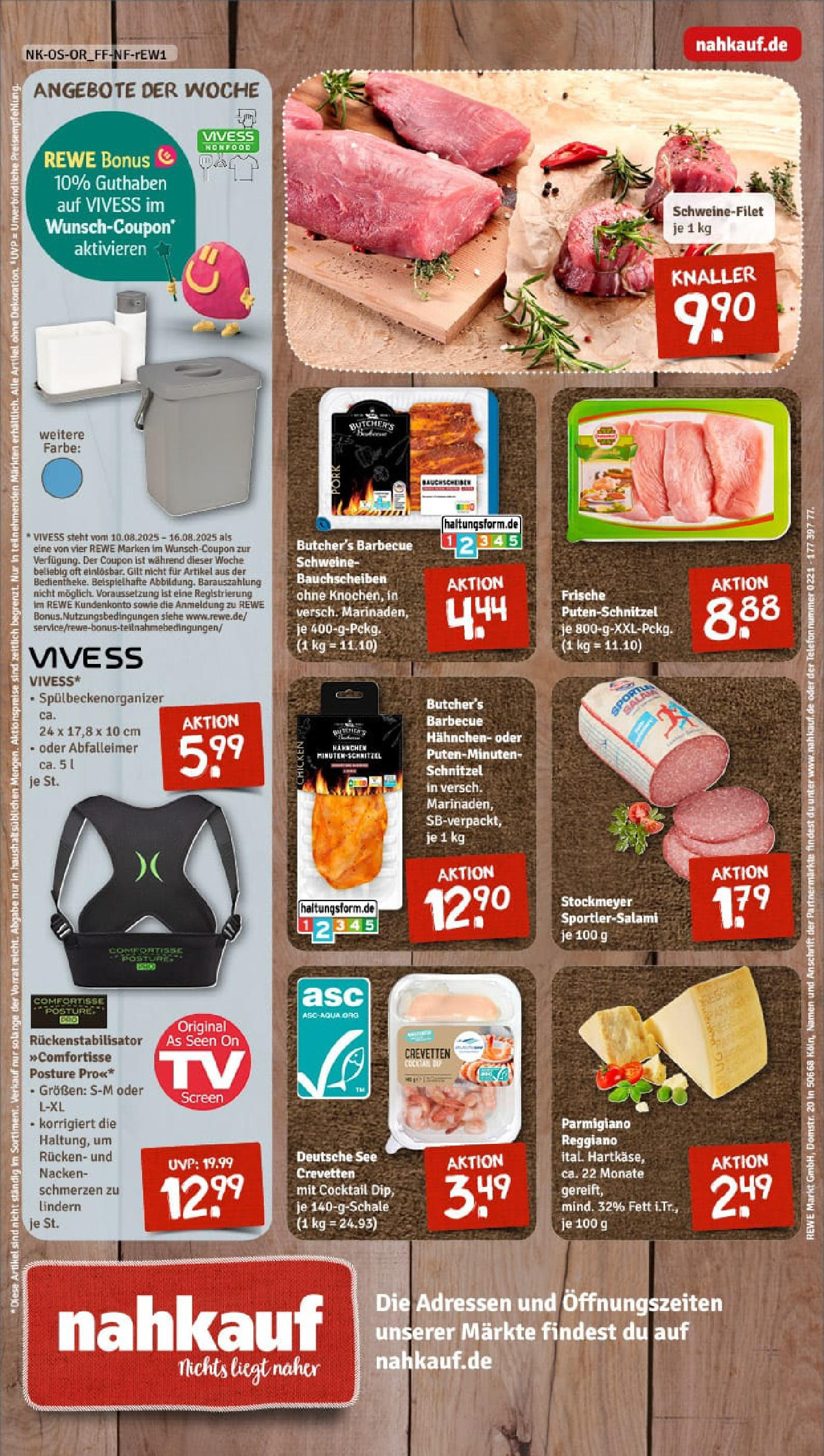 REWE Prospekt ab 11.08.2025 zum Blättern » Angebote | Seite: 12 | Produkte: Abfalleimer, Putenschnitzel, Salami, Steak